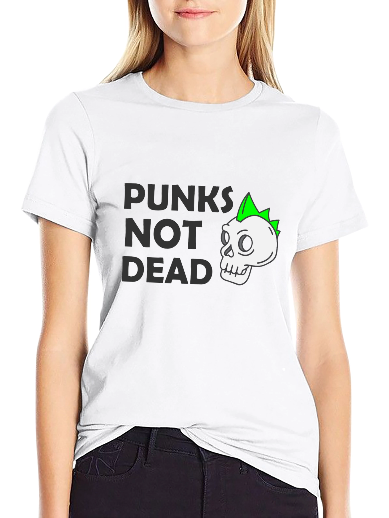Punks Not Dead T-Shirt - Skull Graphic