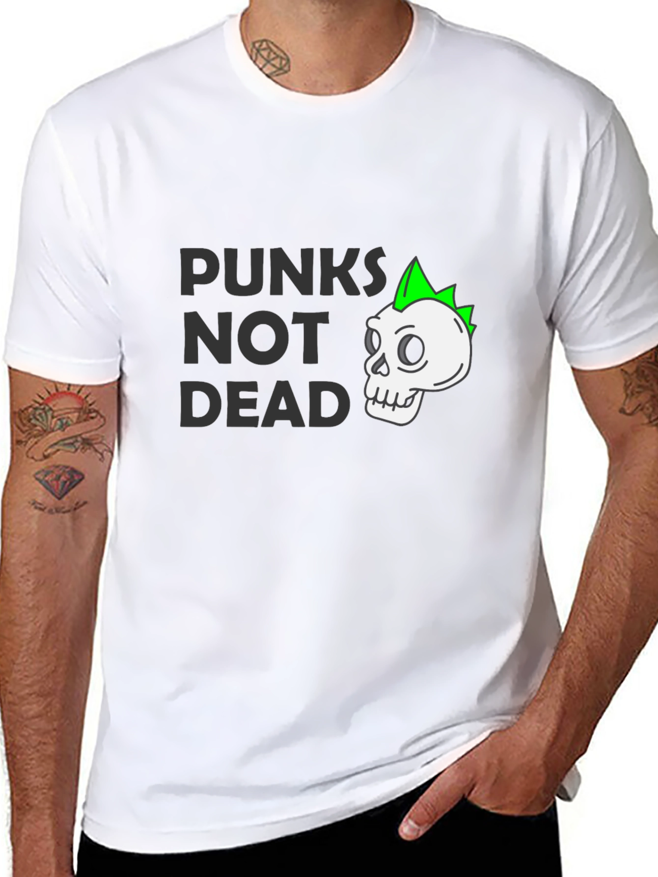 Punks Not Dead T-Shirt - Skull Graphic