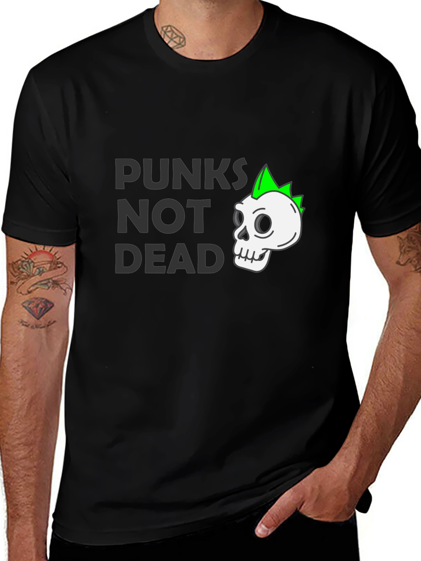 Punks Not Dead T-Shirt - Skull Graphic