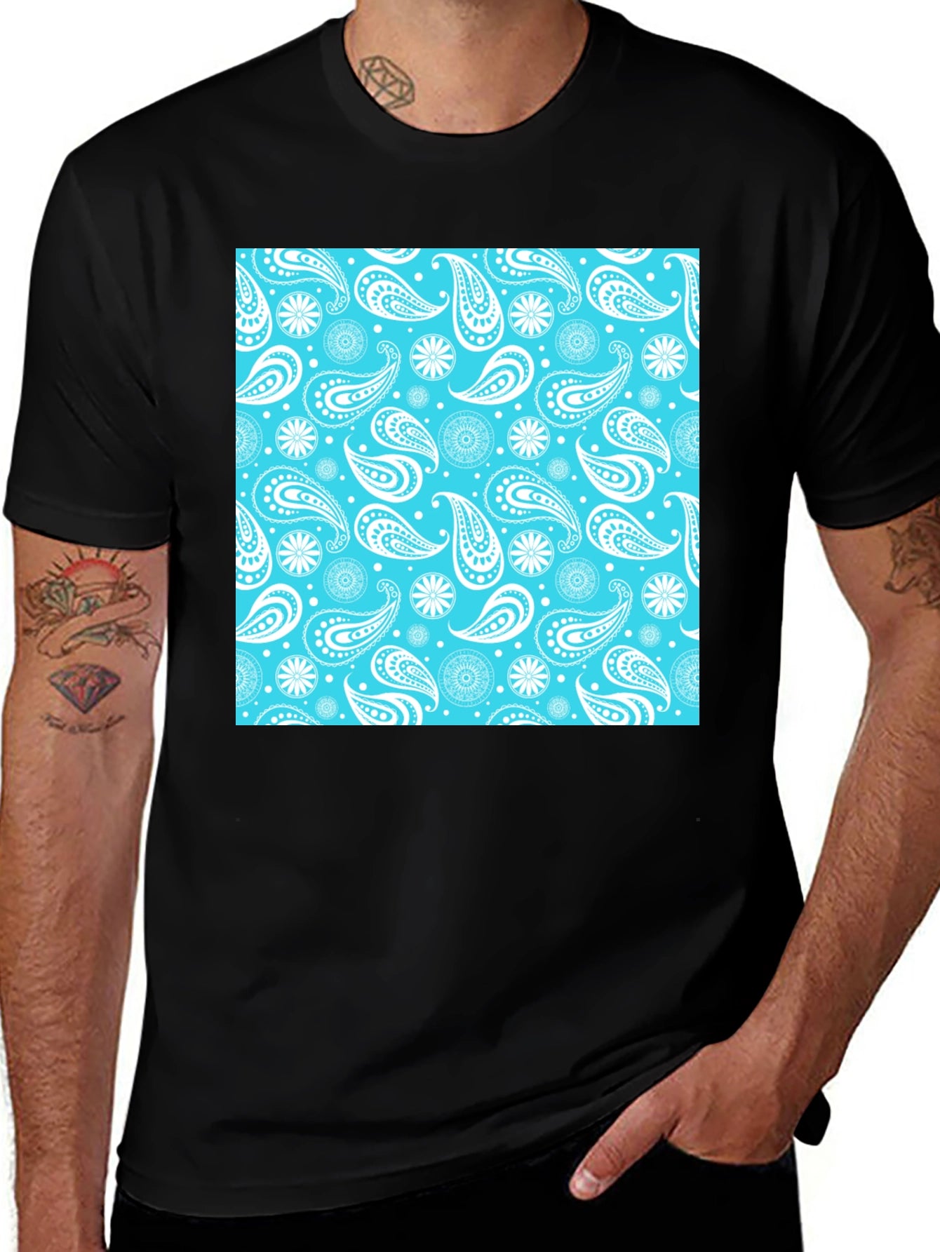 Paisley Pattern Tee: Cool Blue Style