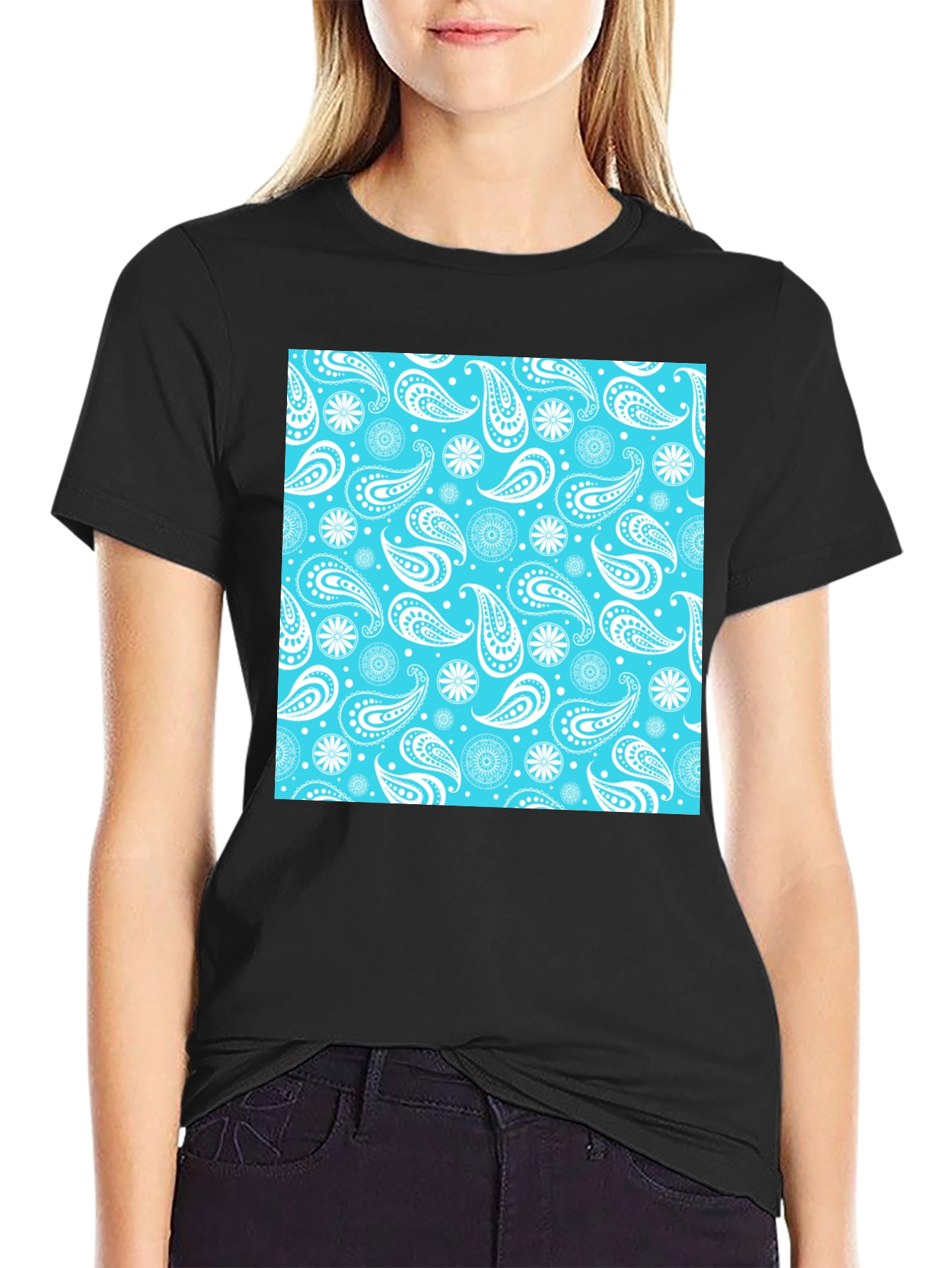 Paisley Pattern Tee: Cool Blue Style