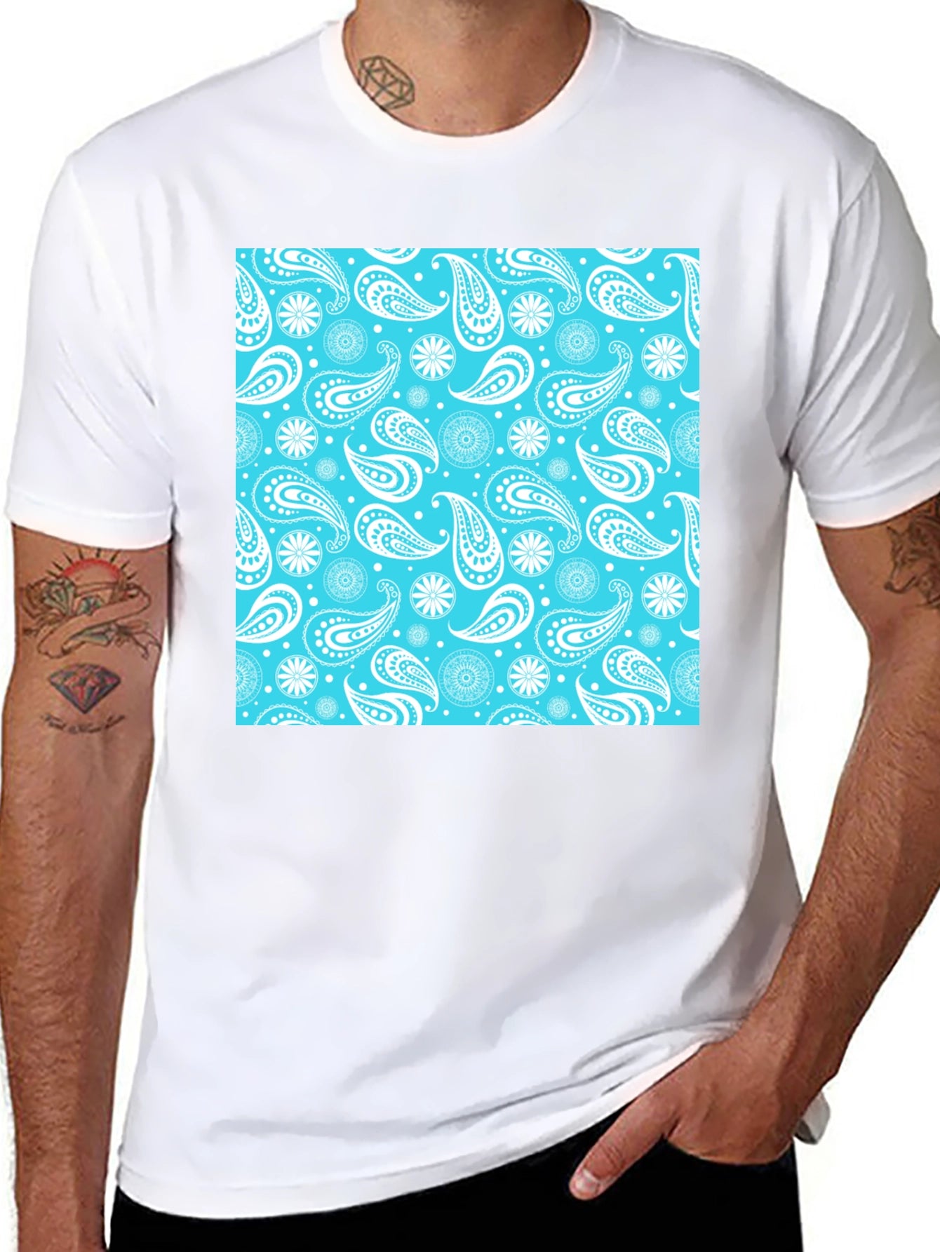 Paisley Pattern Tee: Cool Blue Style