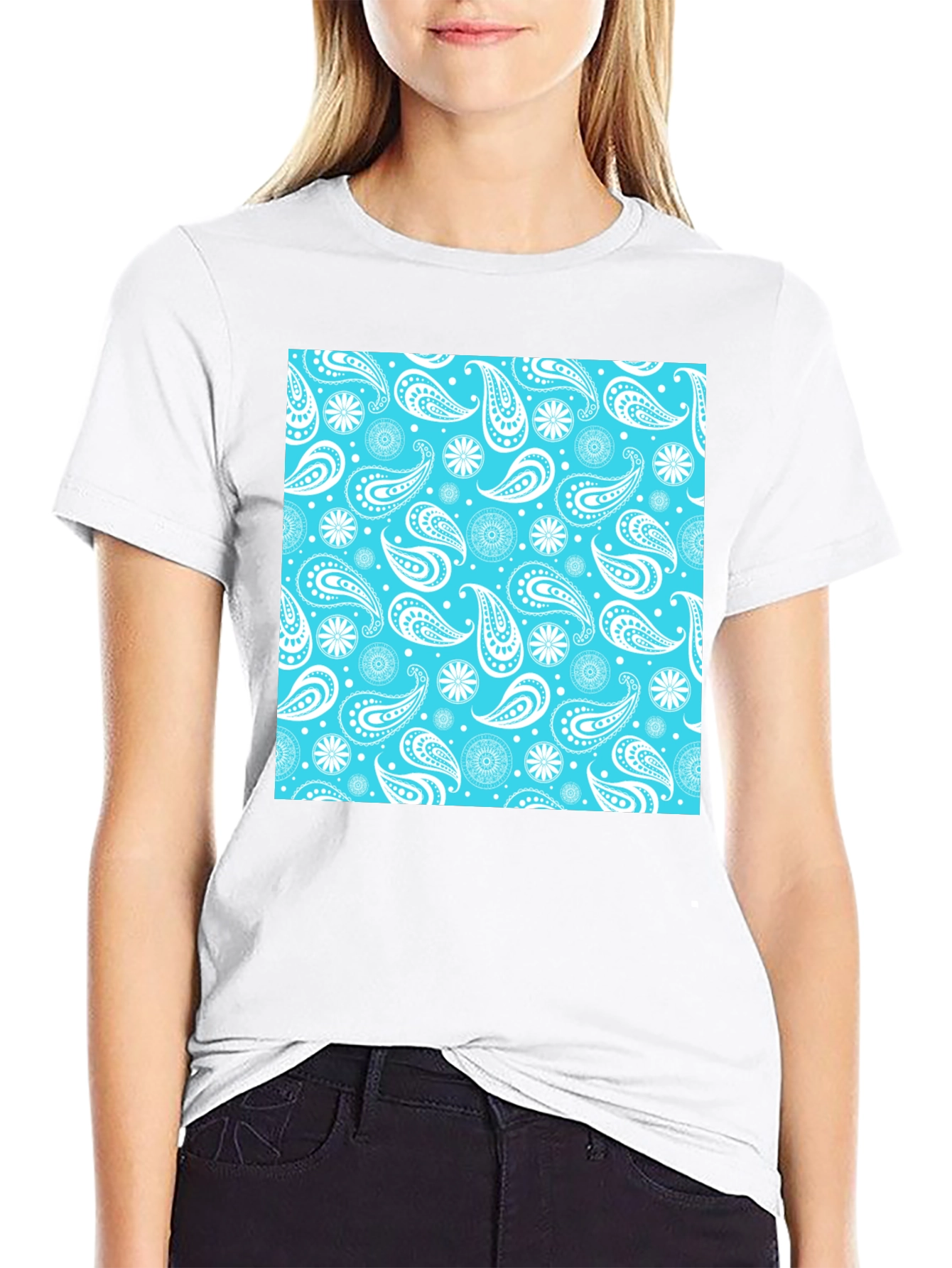 Paisley Pattern Tee: Cool Blue Style