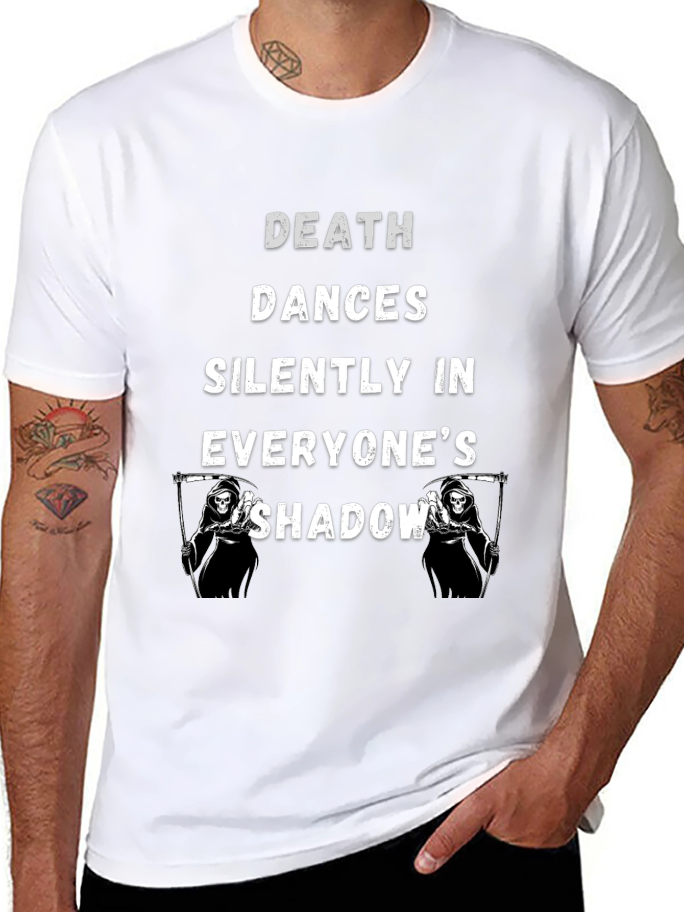 Death Dances Silently Mens Black Graphic T-Shirt