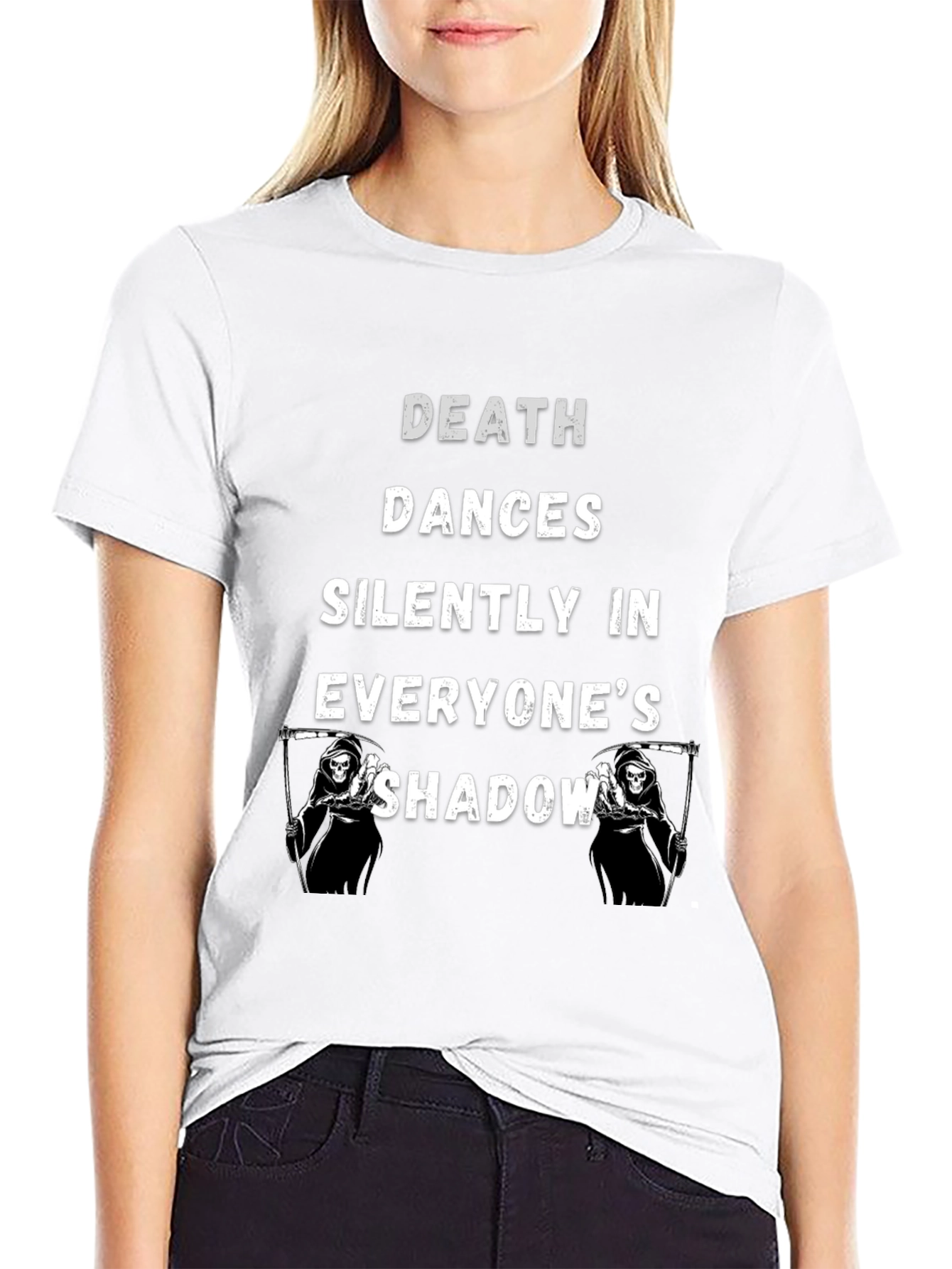 Death Dances Silently Mens Black Graphic T-Shirt