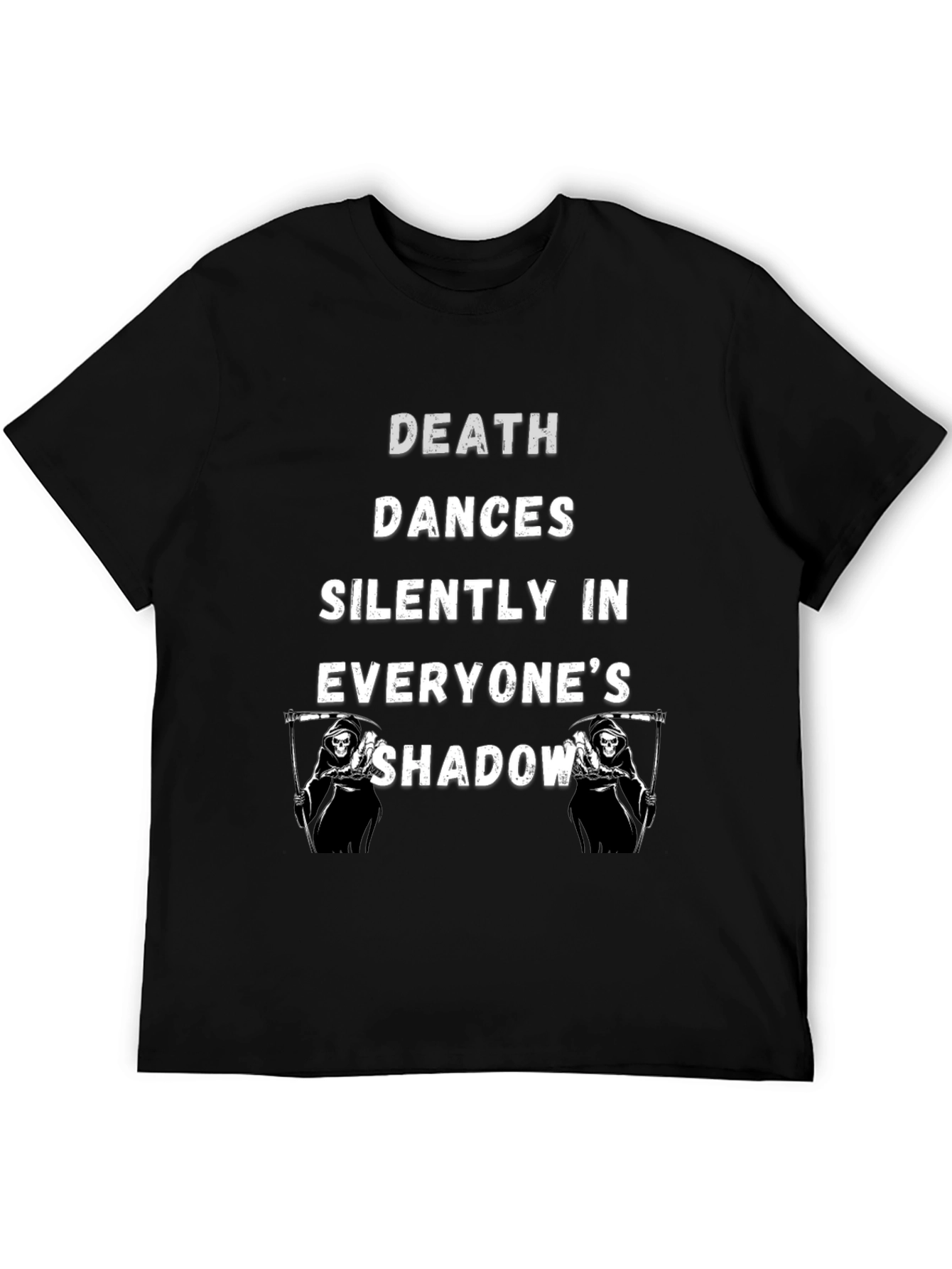 Death Dances Silently Mens Black Graphic T-Shirt