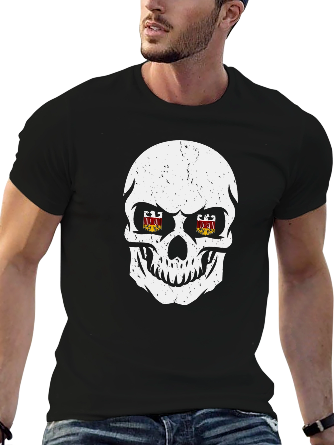 Skull Graphic Print T-Shirt - Edgy Streetwear