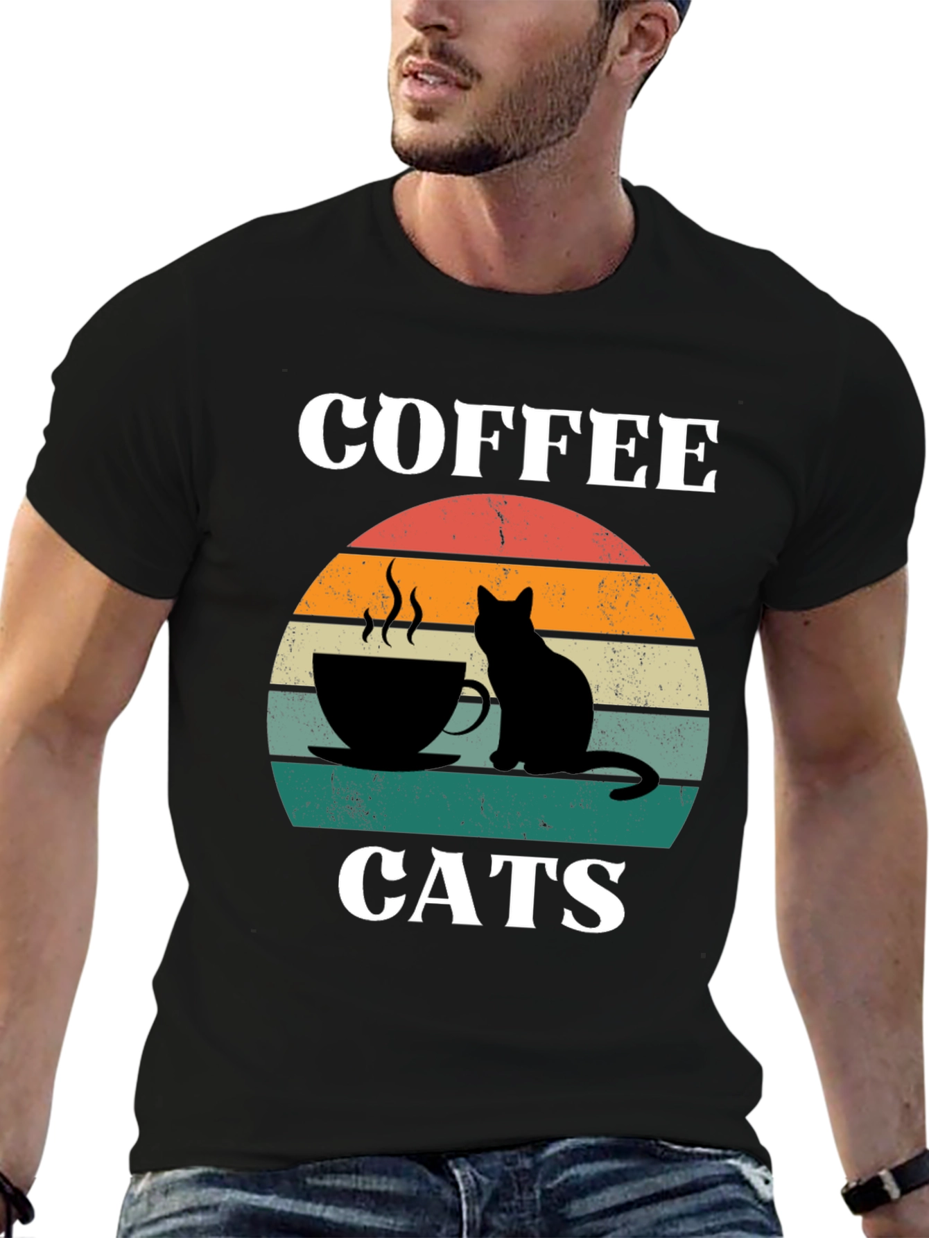 Coffee Cats T-Shirt Retro Graphic Tee