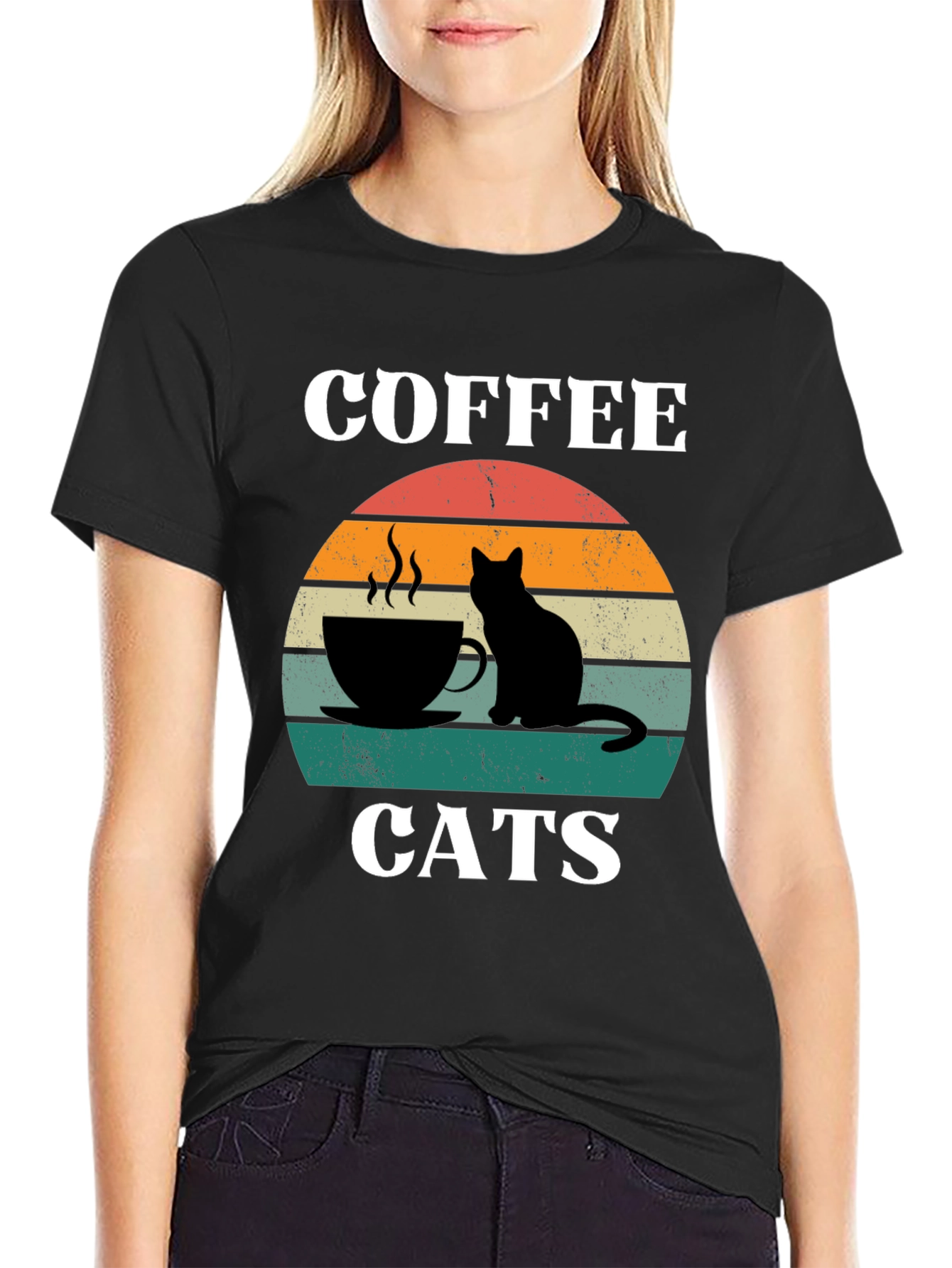 Coffee Cats T-Shirt Retro Graphic Tee