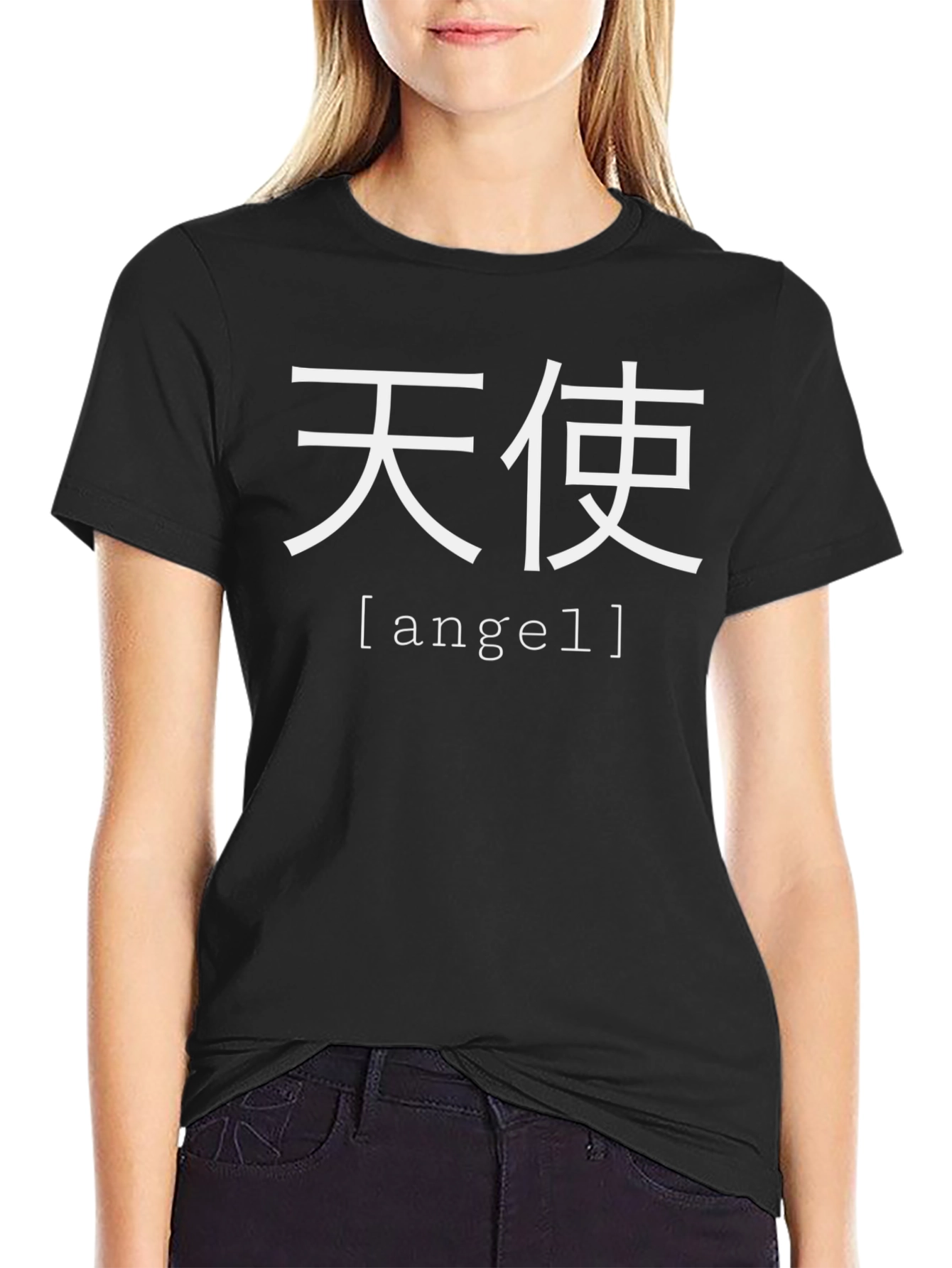 Japanese Angel Graphic Tee - Black