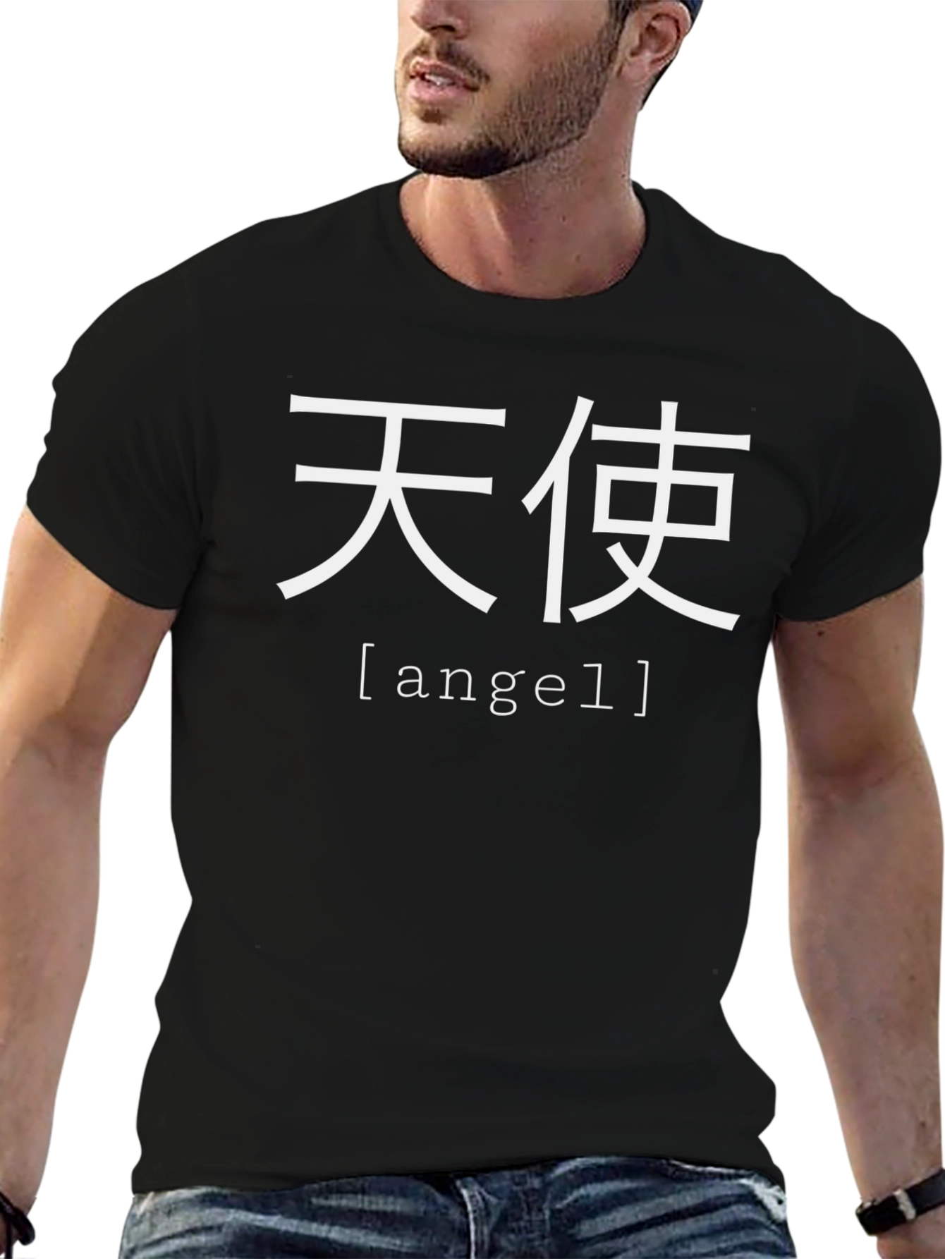 Japanese Angel Graphic Tee - Black