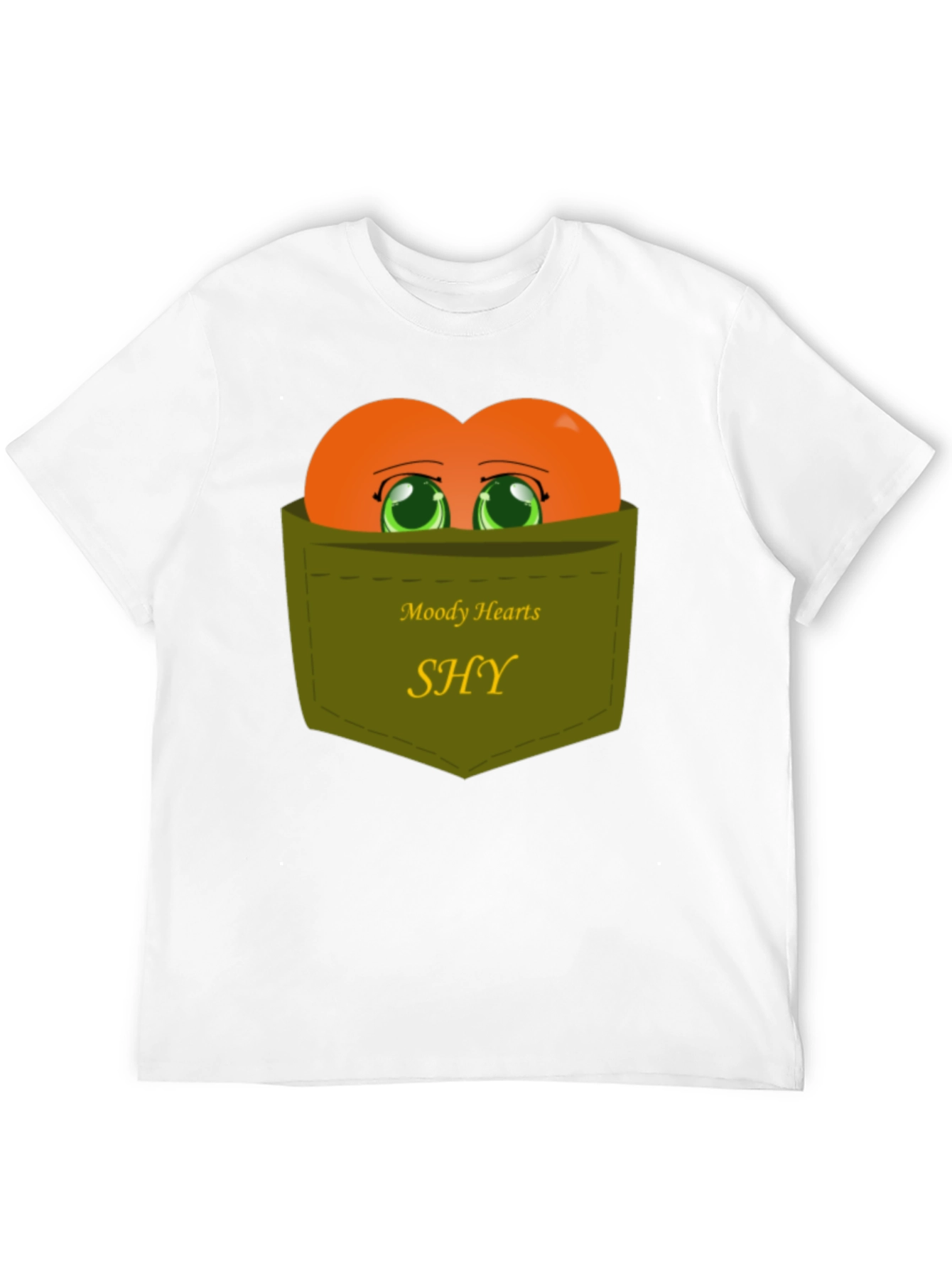 Shy Hearts Graphic Tee - Cute Pocket Design