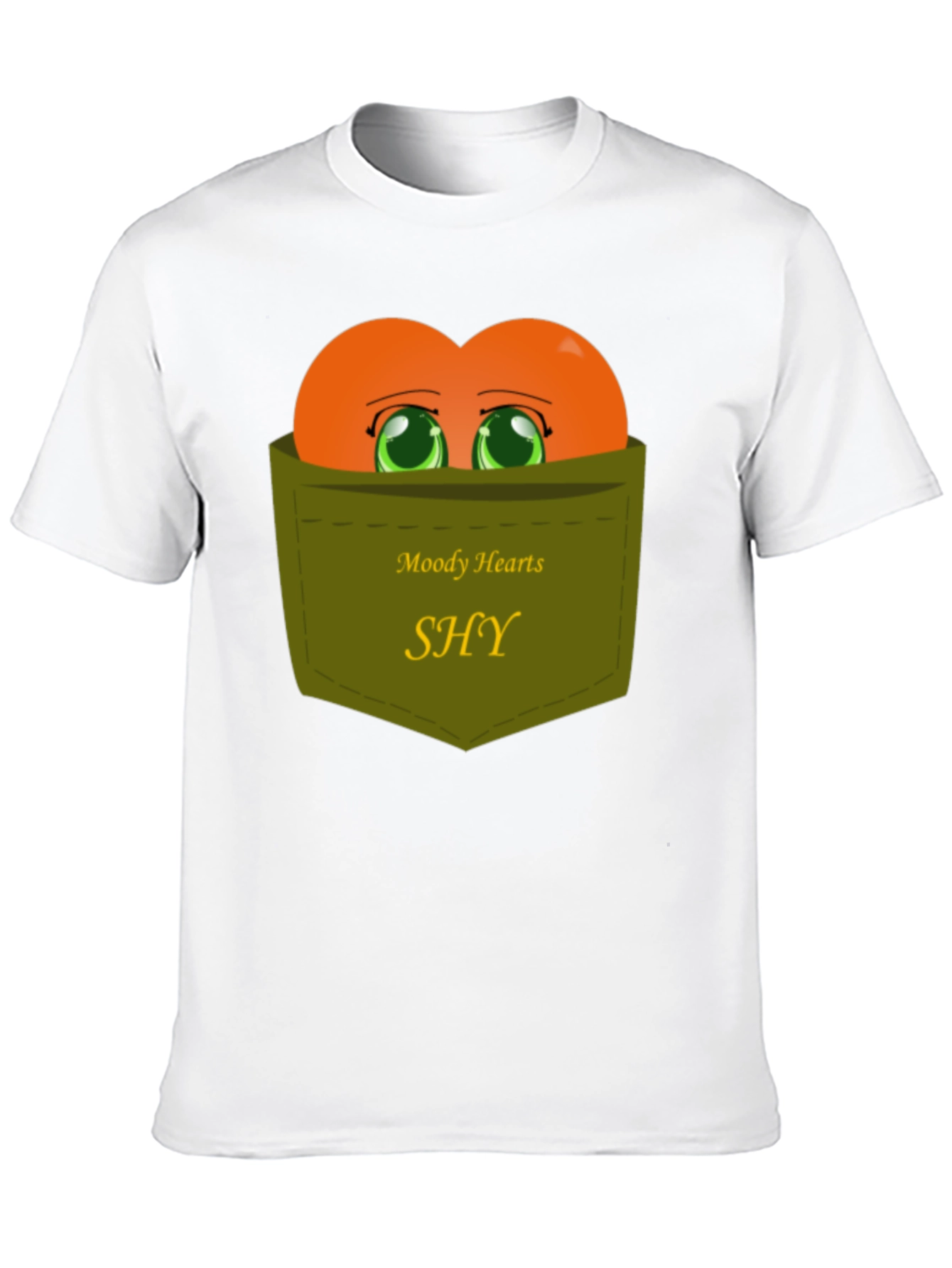 Shy Hearts Graphic Tee - Cute Pocket Design