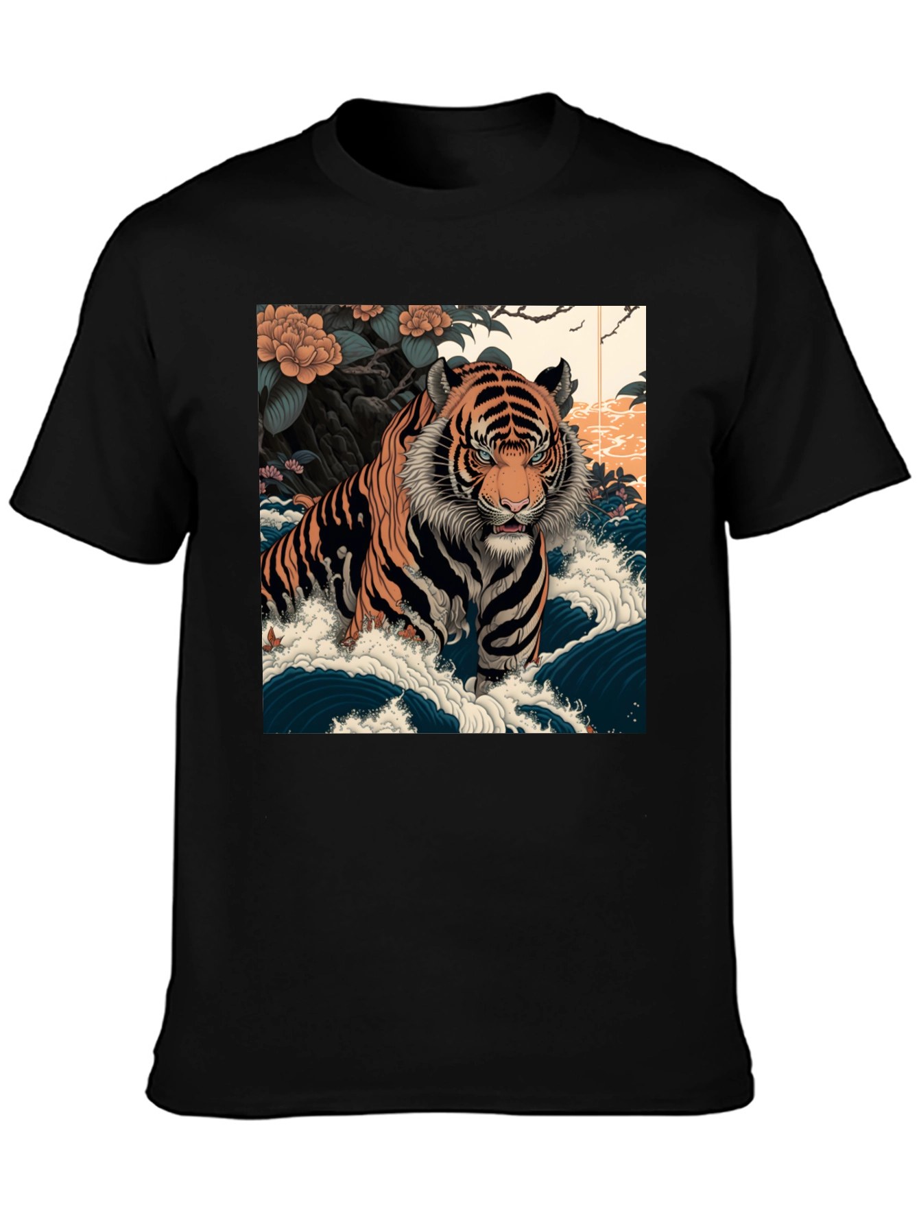 Tiger Wave Graphic Tee - Mens Black T-Shirt