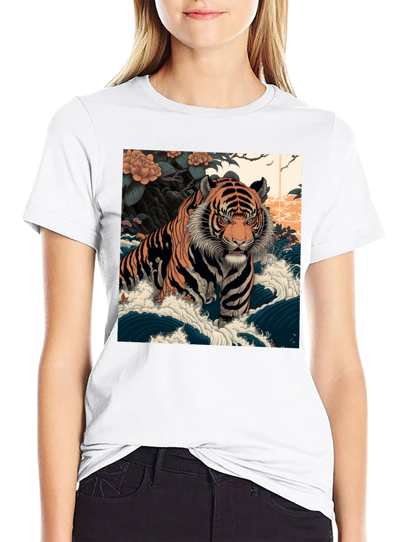 Tiger Wave Graphic Tee - Mens Black T-Shirt