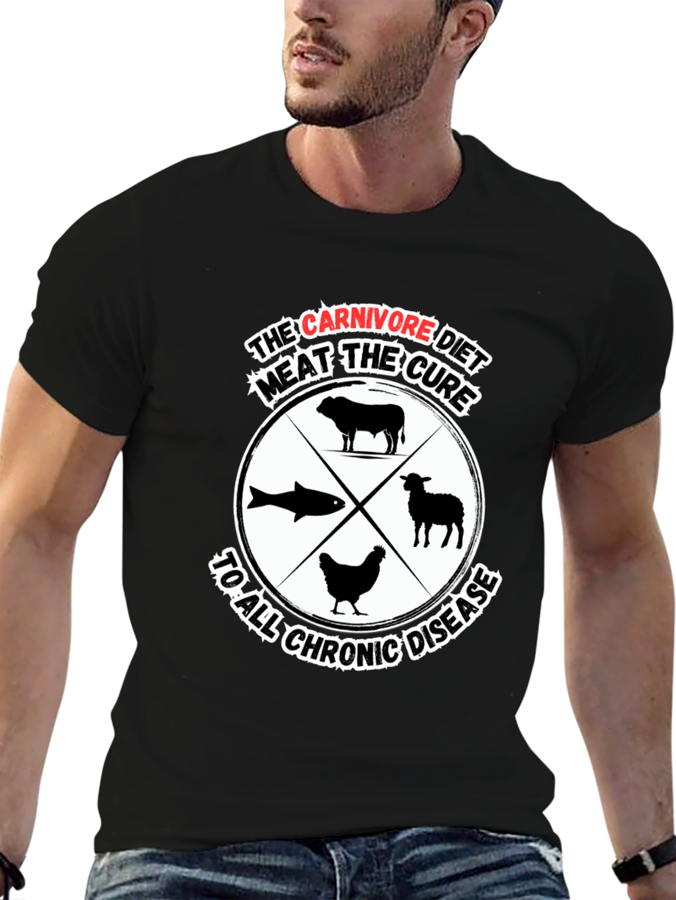 Carnivore Diet Cure Black Graphic T-Shirt