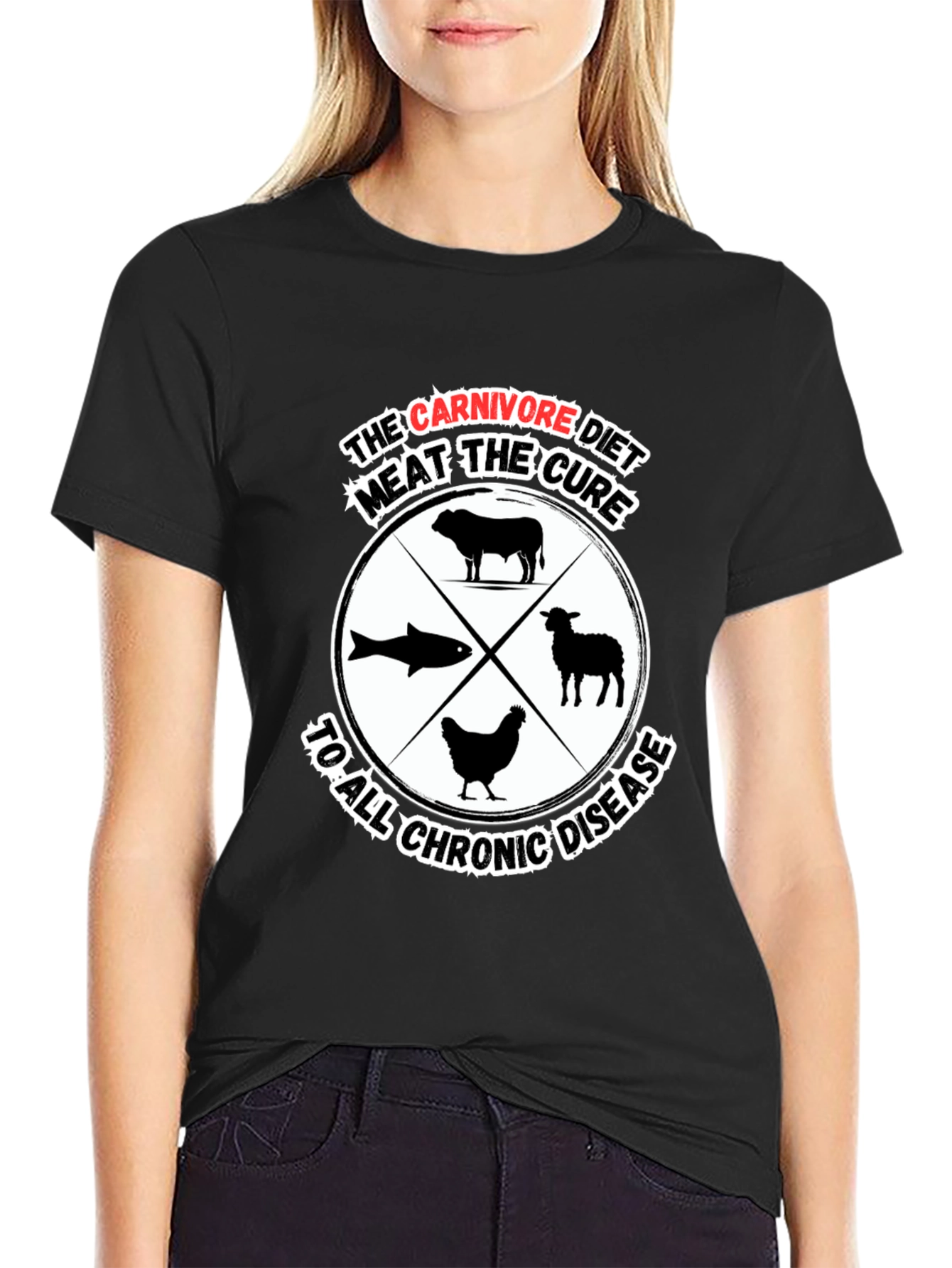 Carnivore Diet Cure Black Graphic T-Shirt