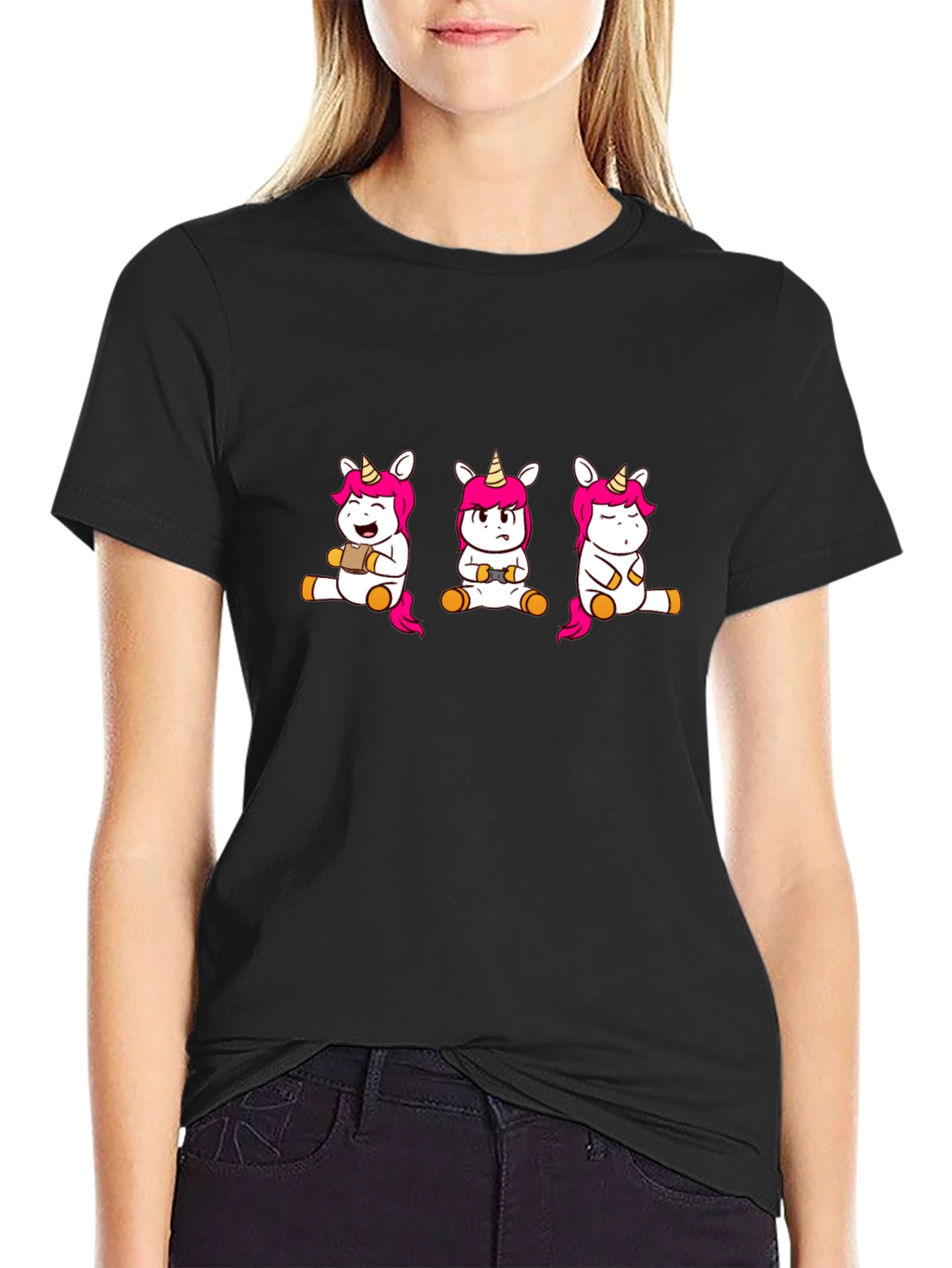 Unicorn Gamer T-Shirt - Black Cotton
