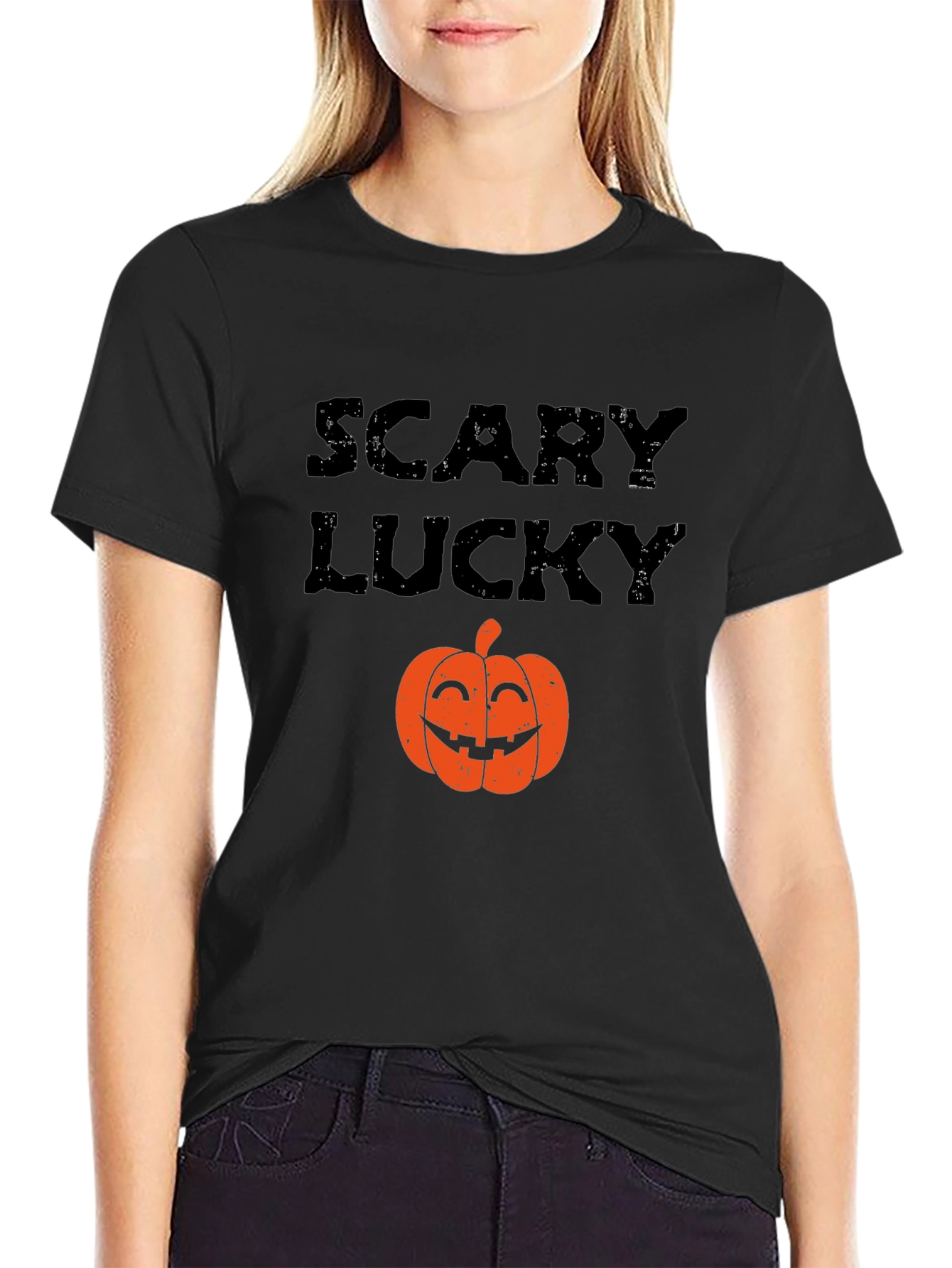 Scary Lucky Halloween Pumpkin Graphic T-Shirt