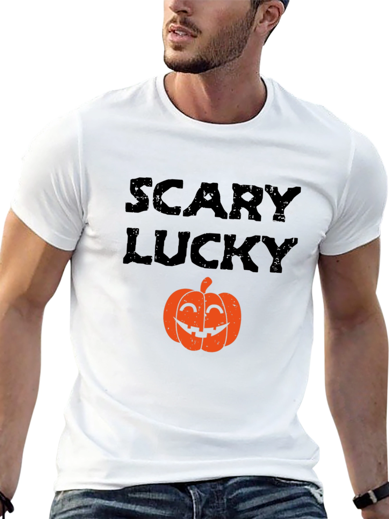 Scary Lucky Halloween Pumpkin Graphic T-Shirt