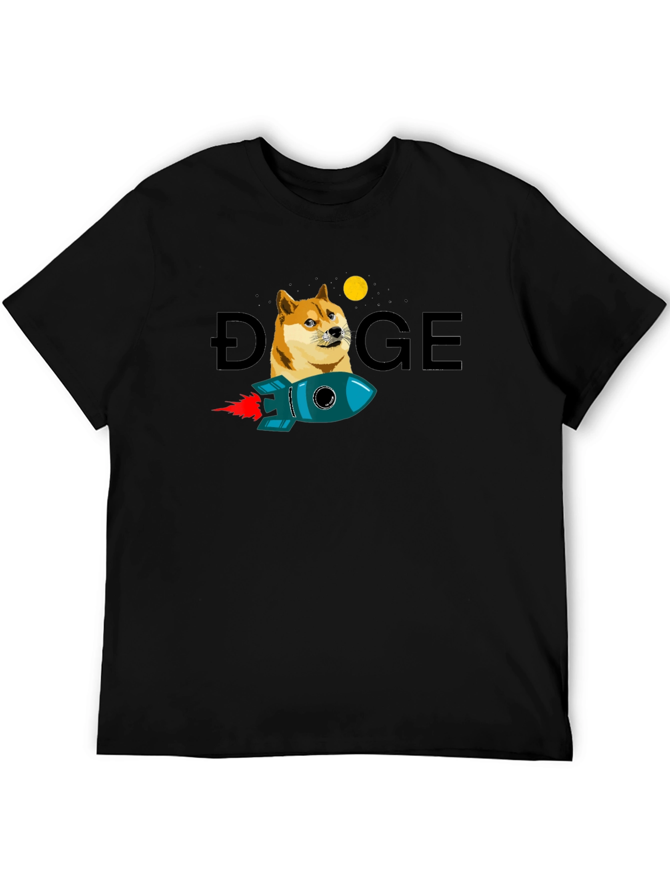 Doge to the Moon Black T-Shirt - Crypto Rocket