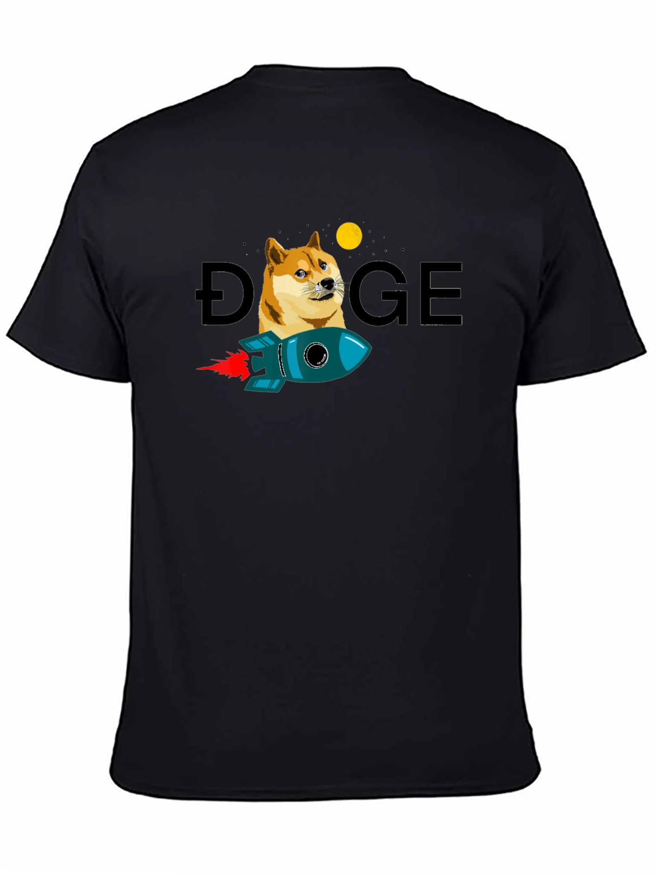 Doge to the Moon Black T-Shirt - Crypto Rocket