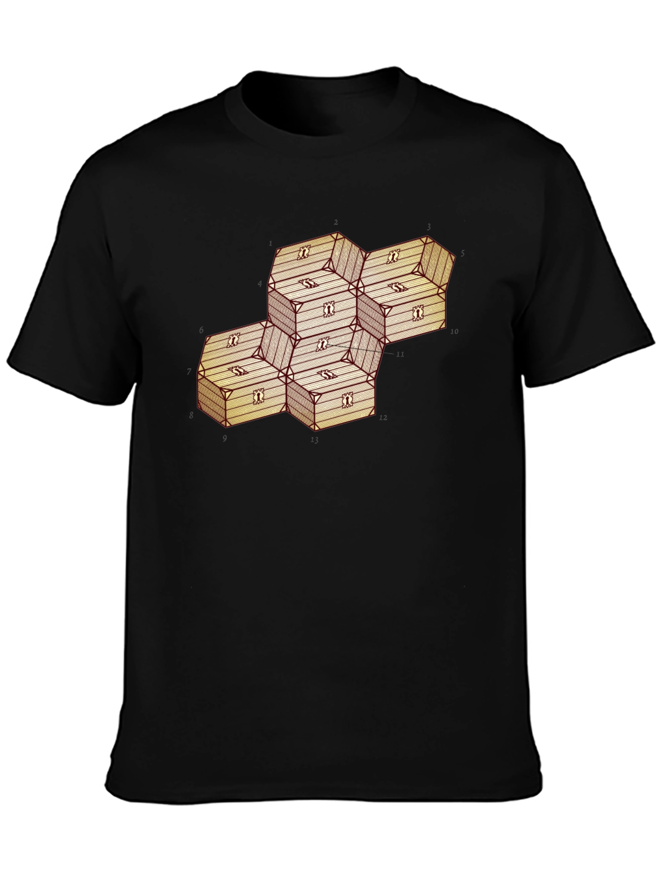 Geometric Illusion Wood Crate Tee - Abstract Art Shirt