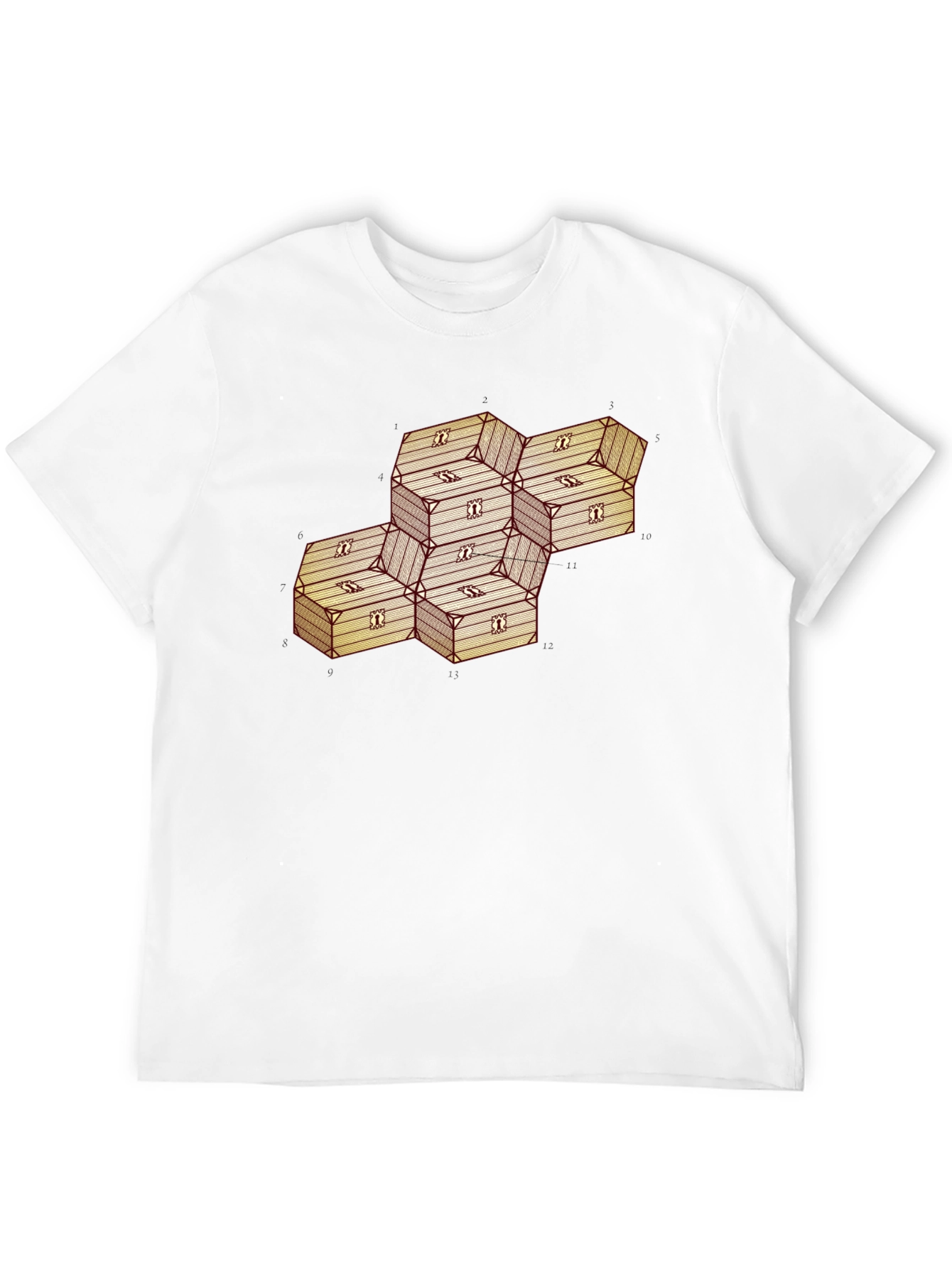 Geometric Illusion Wood Crate Tee - Abstract Art Shirt