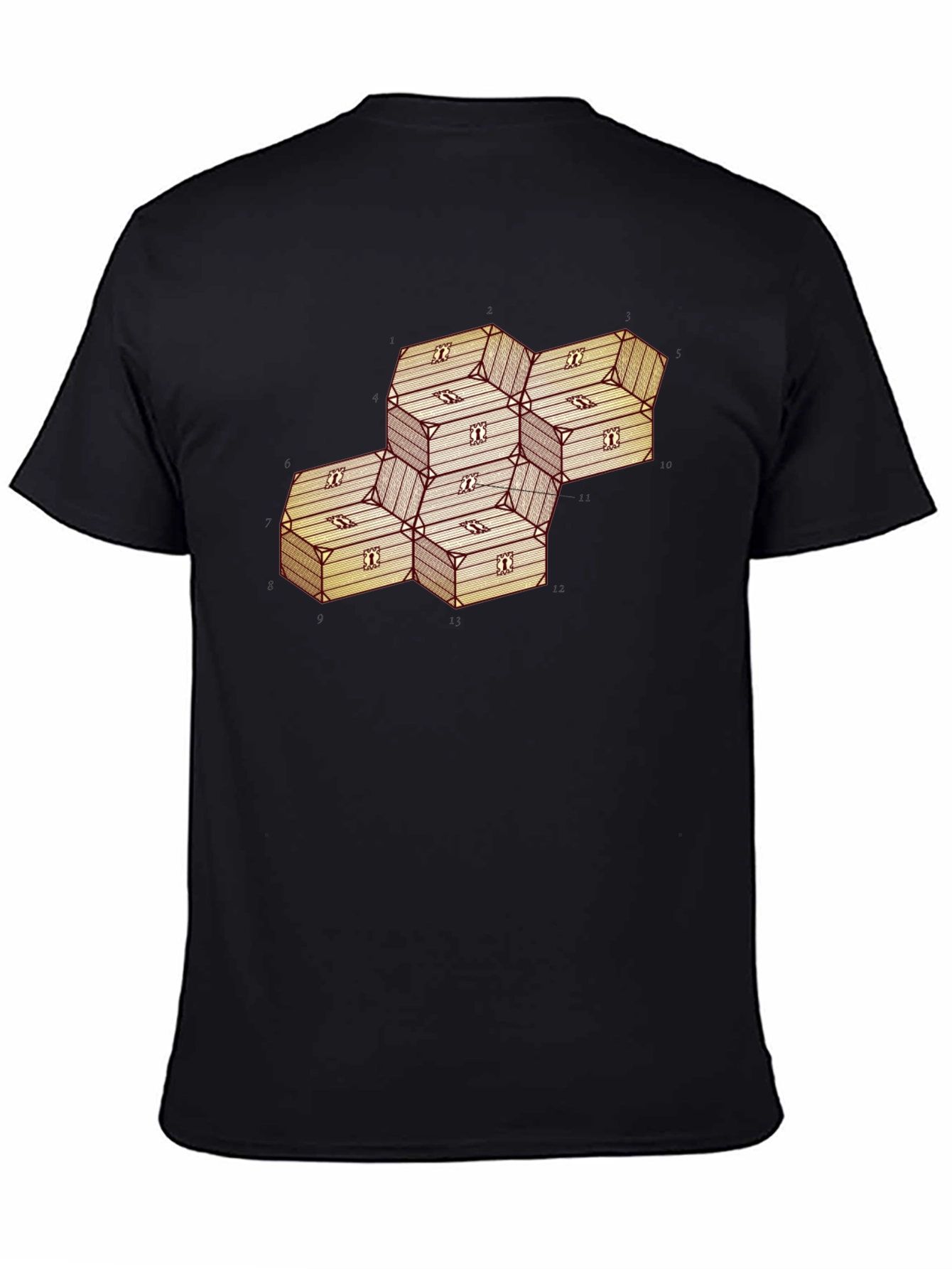 Geometric Illusion Wood Crate Tee - Abstract Art Shirt