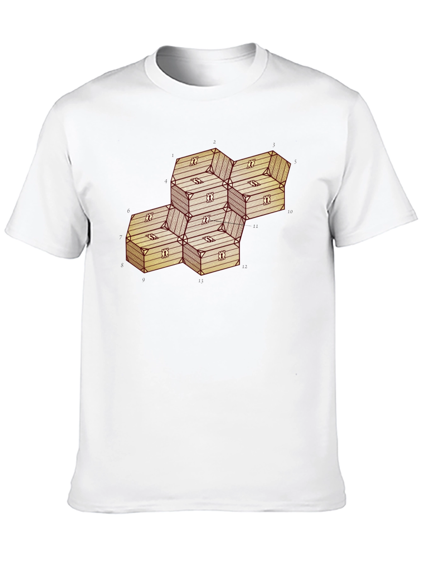 Geometric Illusion Wood Crate Tee - Abstract Art Shirt