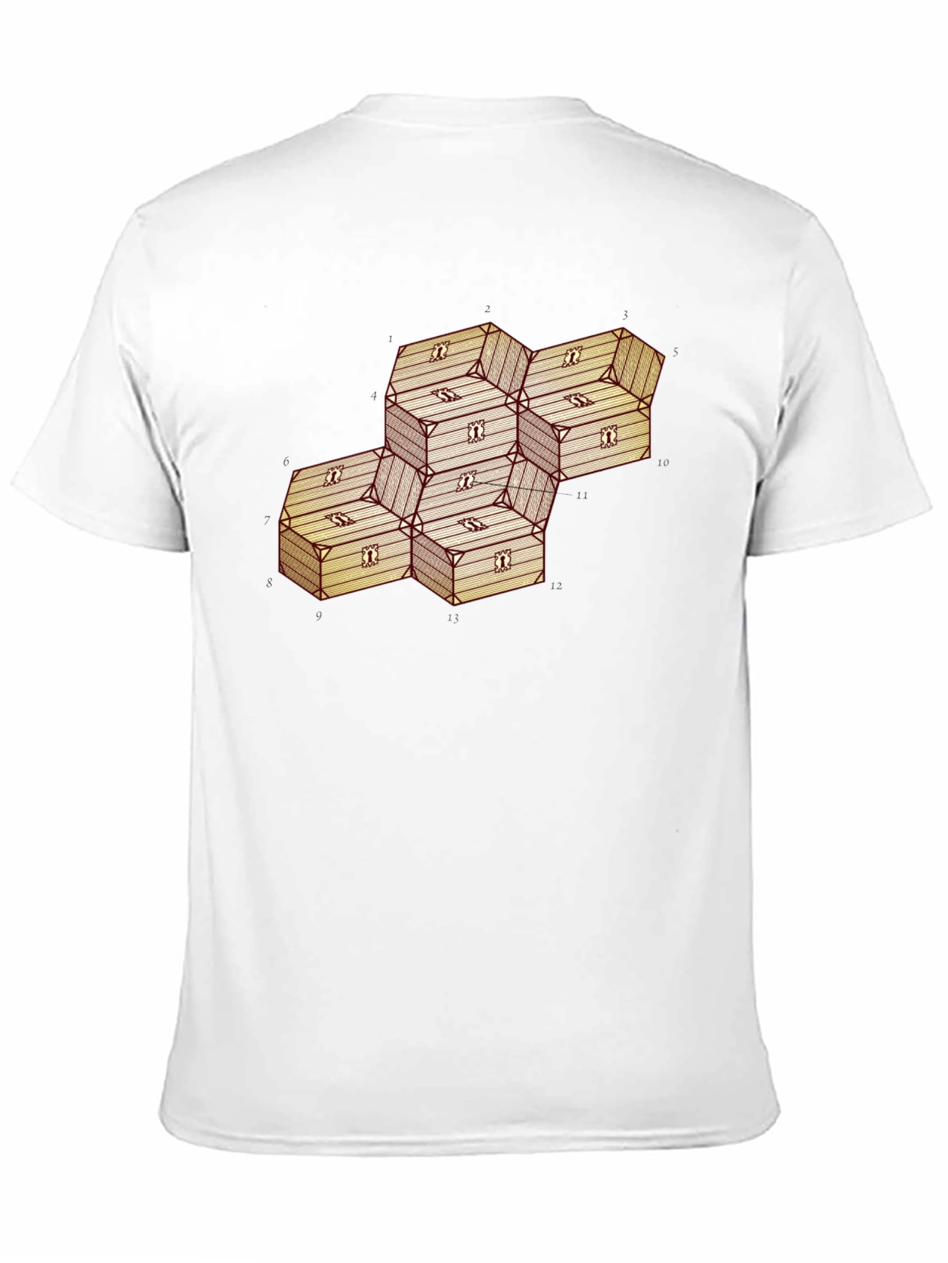 Geometric Illusion Wood Crate Tee - Abstract Art Shirt