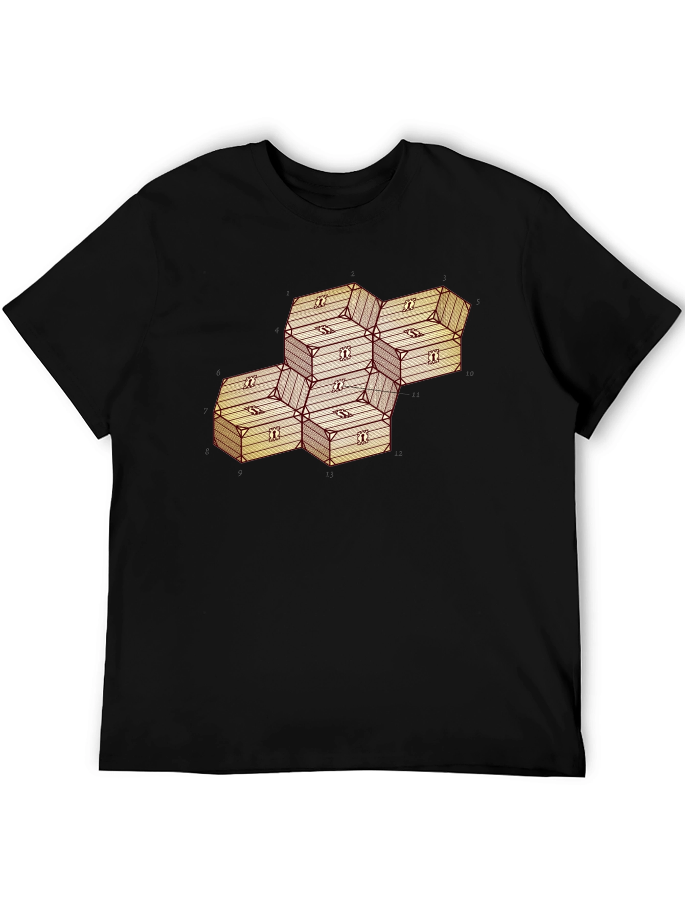 Geometric Illusion Wood Crate Tee - Abstract Art Shirt