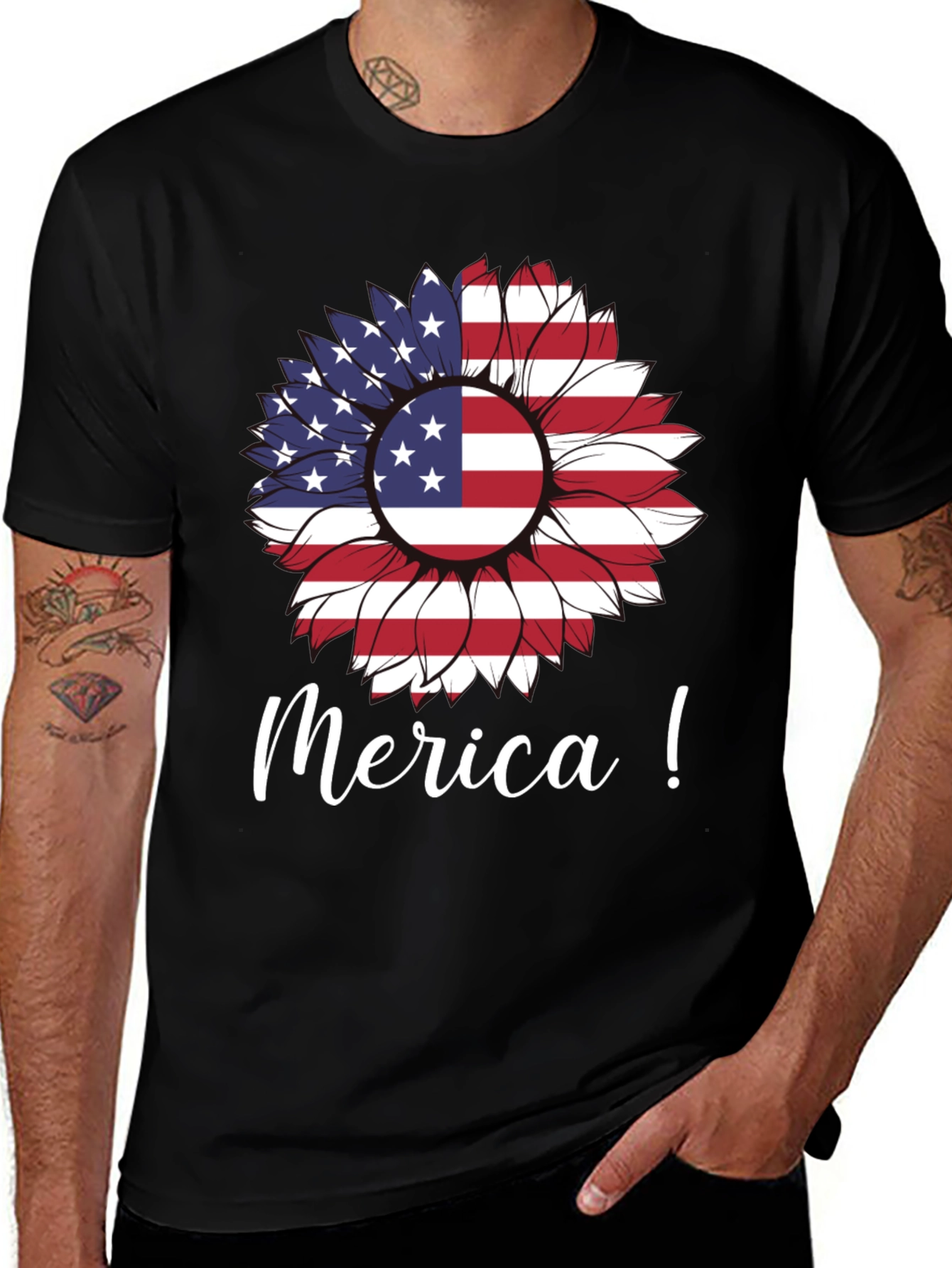 Patriotic Sunflower Graphic Tee - Merica!