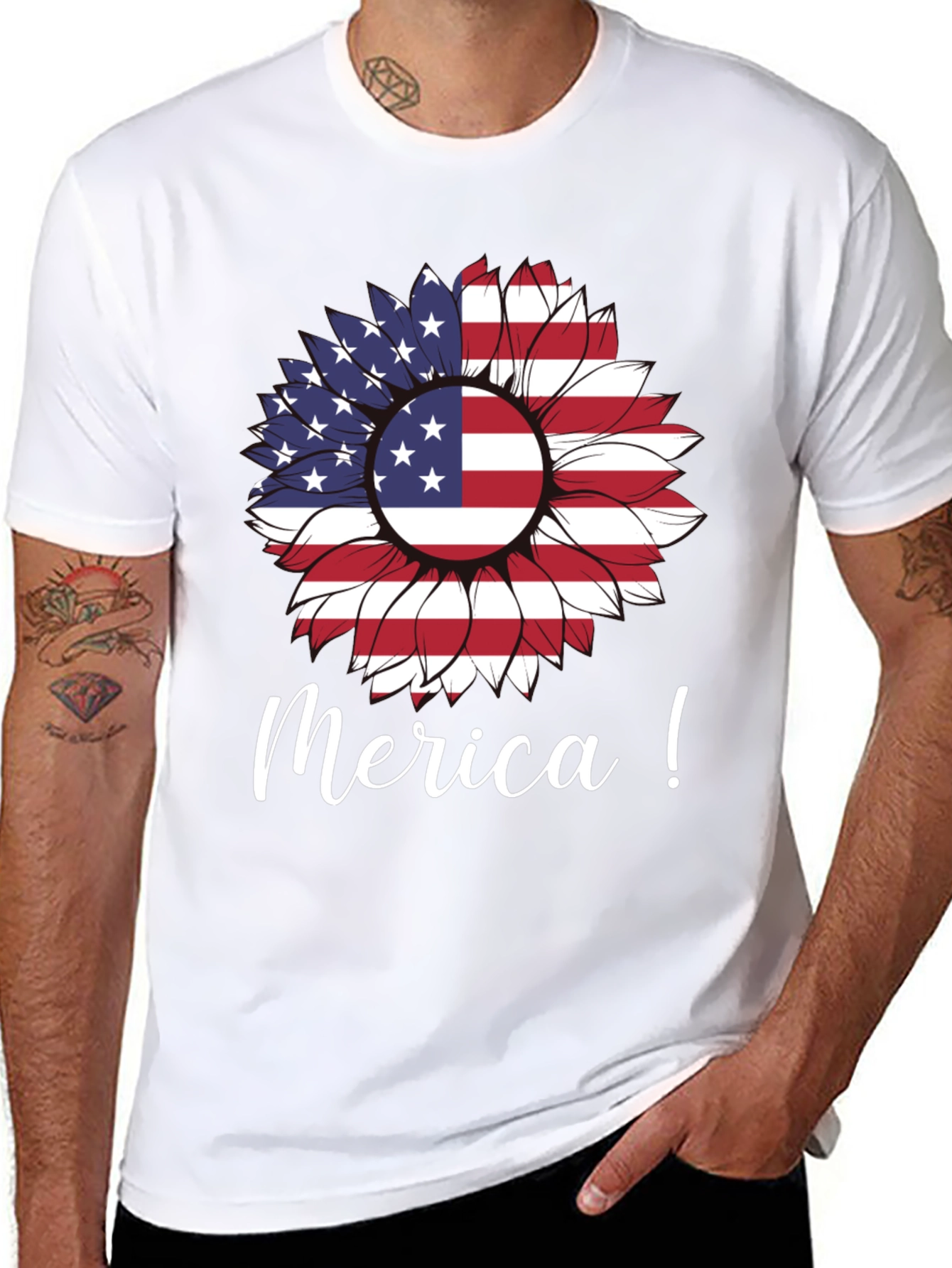 Patriotic Sunflower Graphic Tee - Merica!