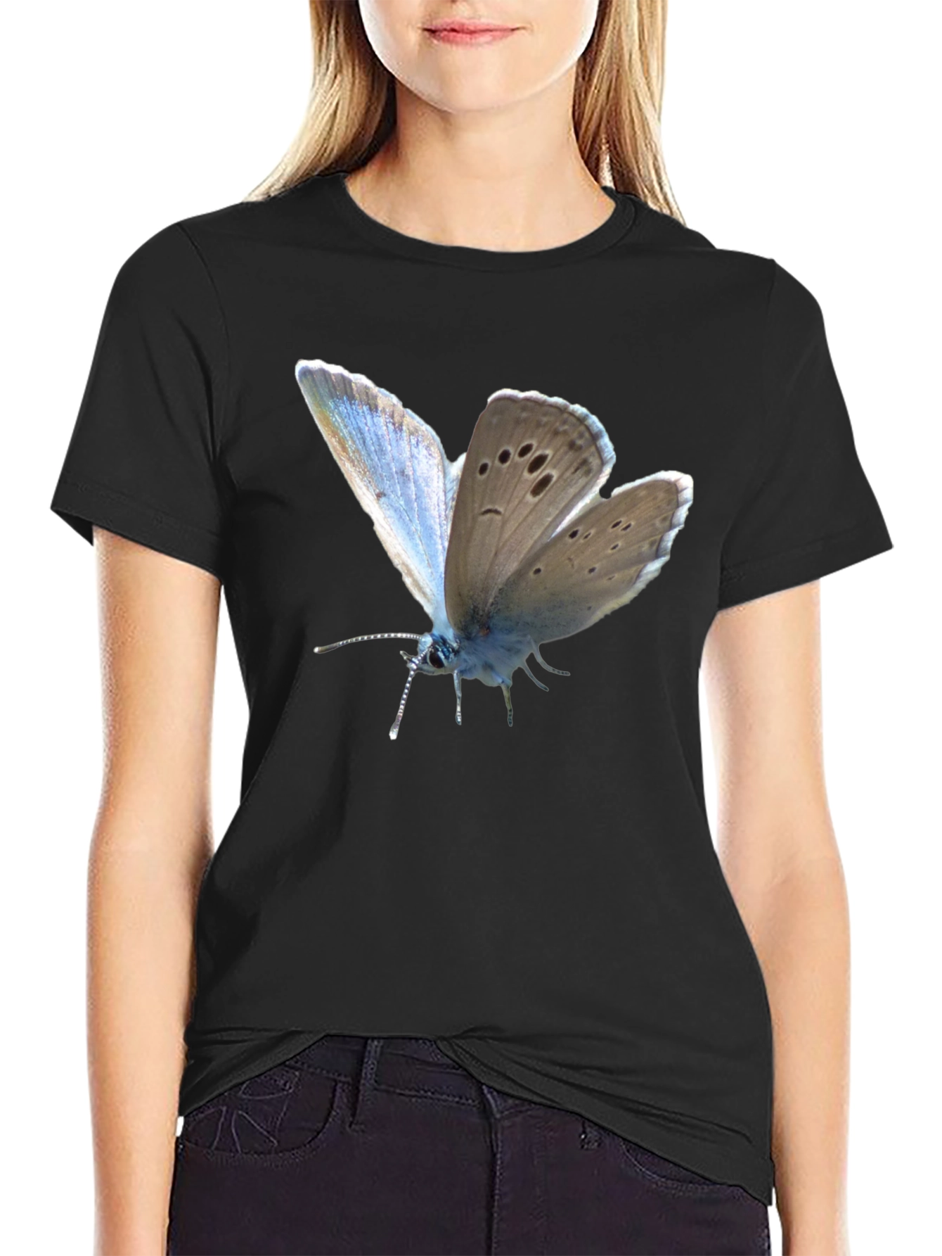 Butterfly Print Black T-Shirt