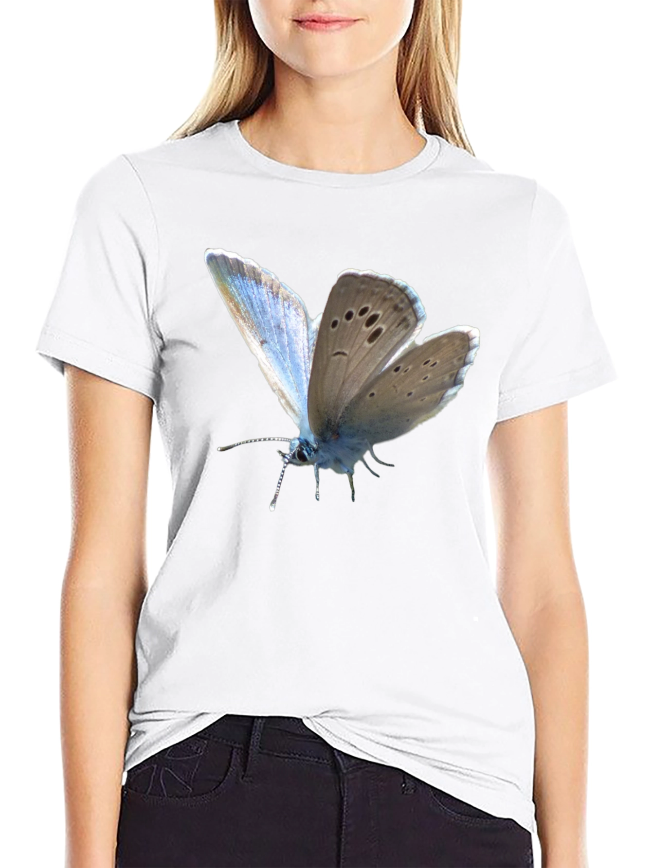 Butterfly Print Black T-Shirt