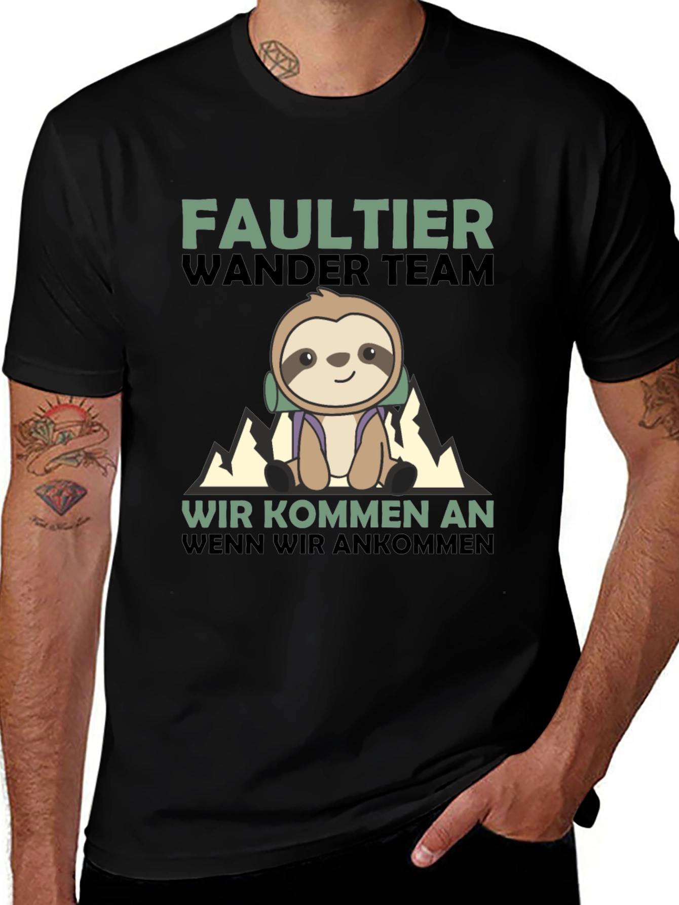 Funny Sloth Hiking Team Graphic T-Shirt