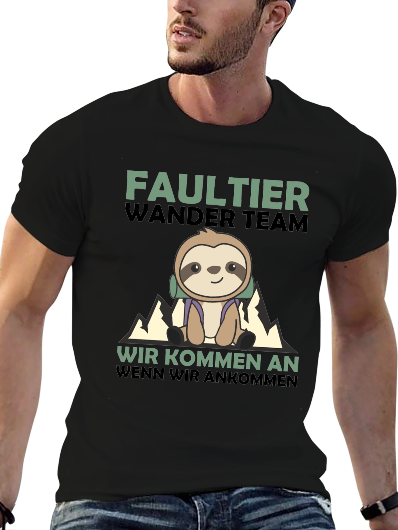 Funny Sloth Hiking Team Graphic T-Shirt