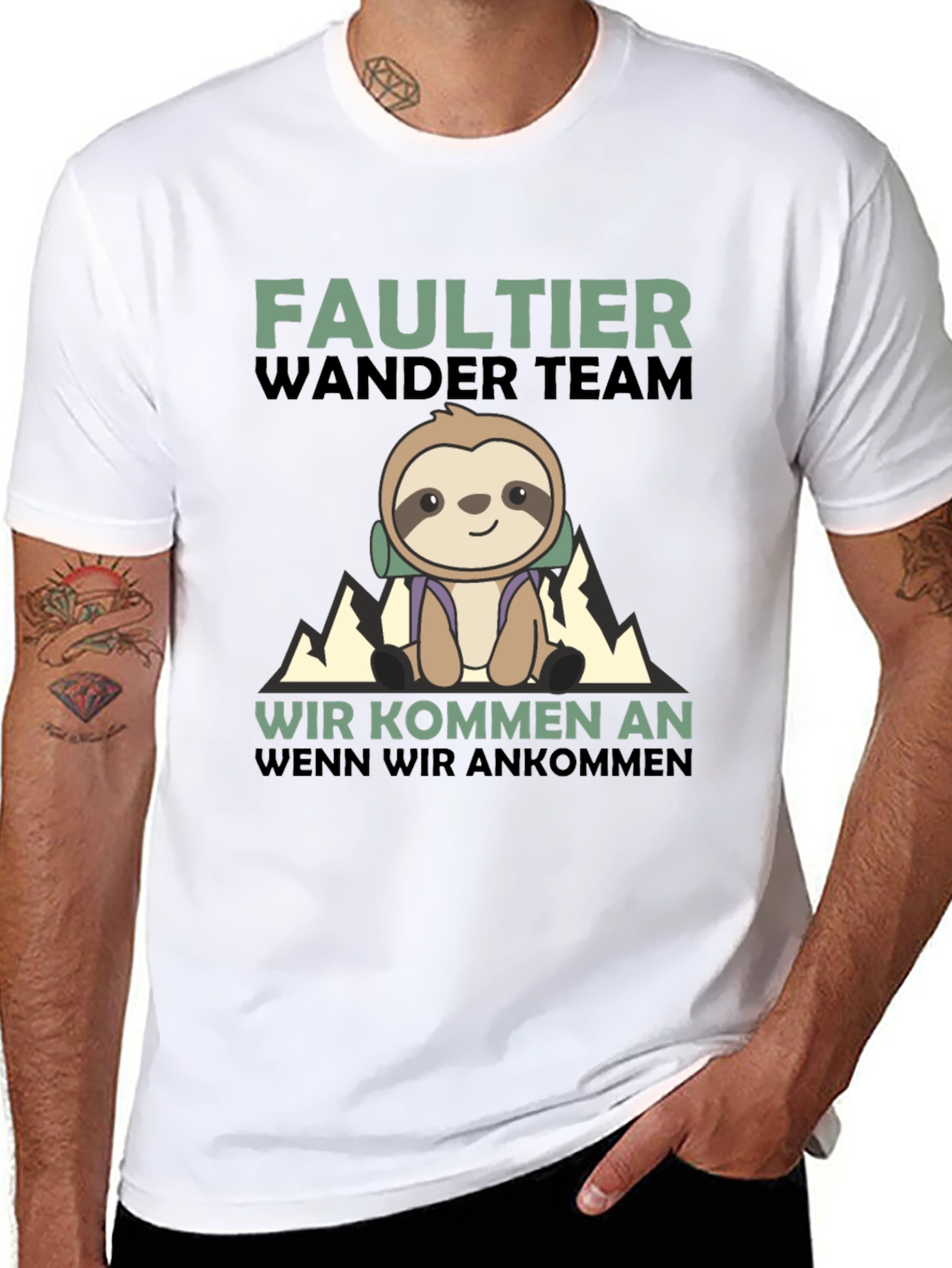 Funny Sloth Hiking Team Graphic T-Shirt