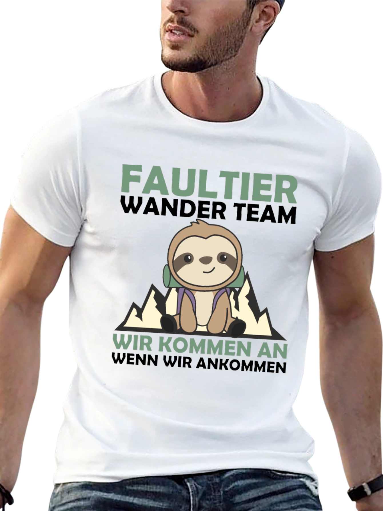 Funny Sloth Hiking Team Graphic T-Shirt