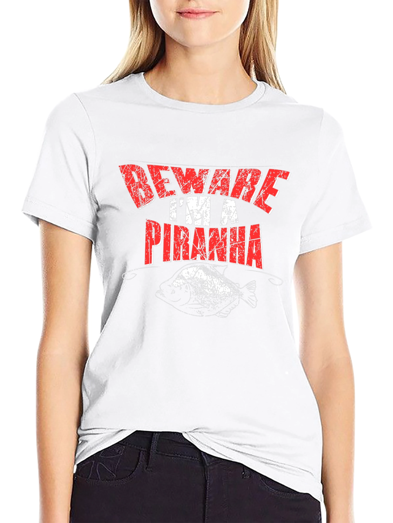 Beware Im A Piranha Mens Graphic T-Shirt