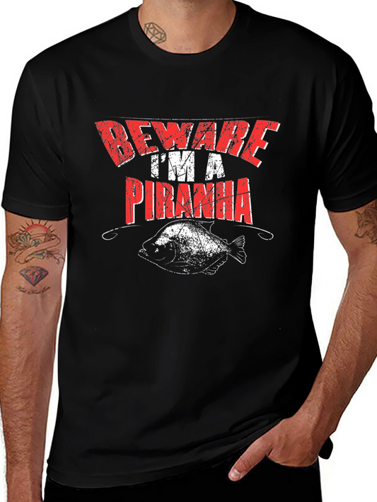 Beware Im A Piranha Mens Graphic T-Shirt