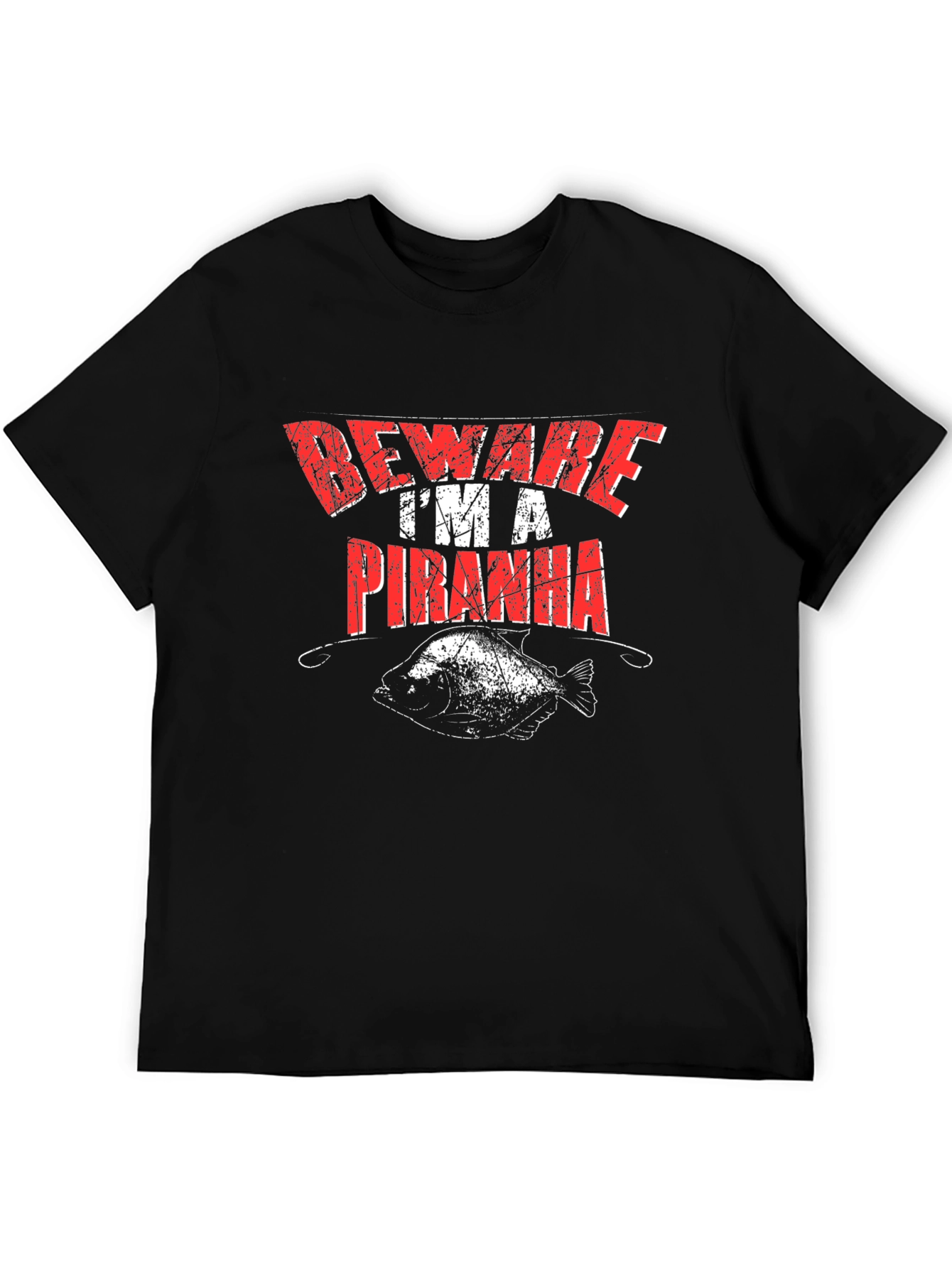 Beware Im A Piranha Mens Graphic T-Shirt