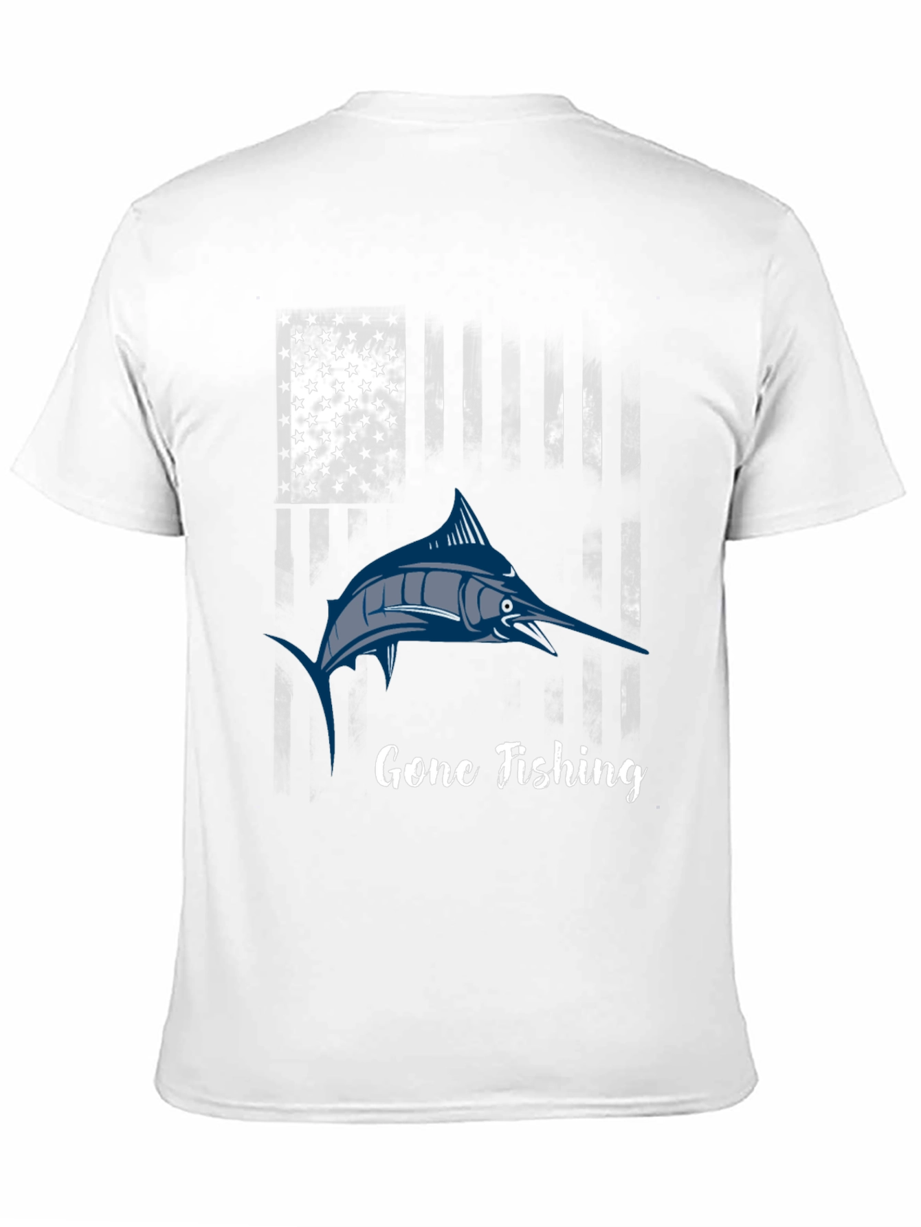 Gone Fishing T-Shirt - American Flag Marlin Design