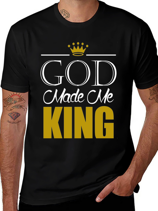 God Made Me King Graphic Tee - Black Cotton T-Shirt