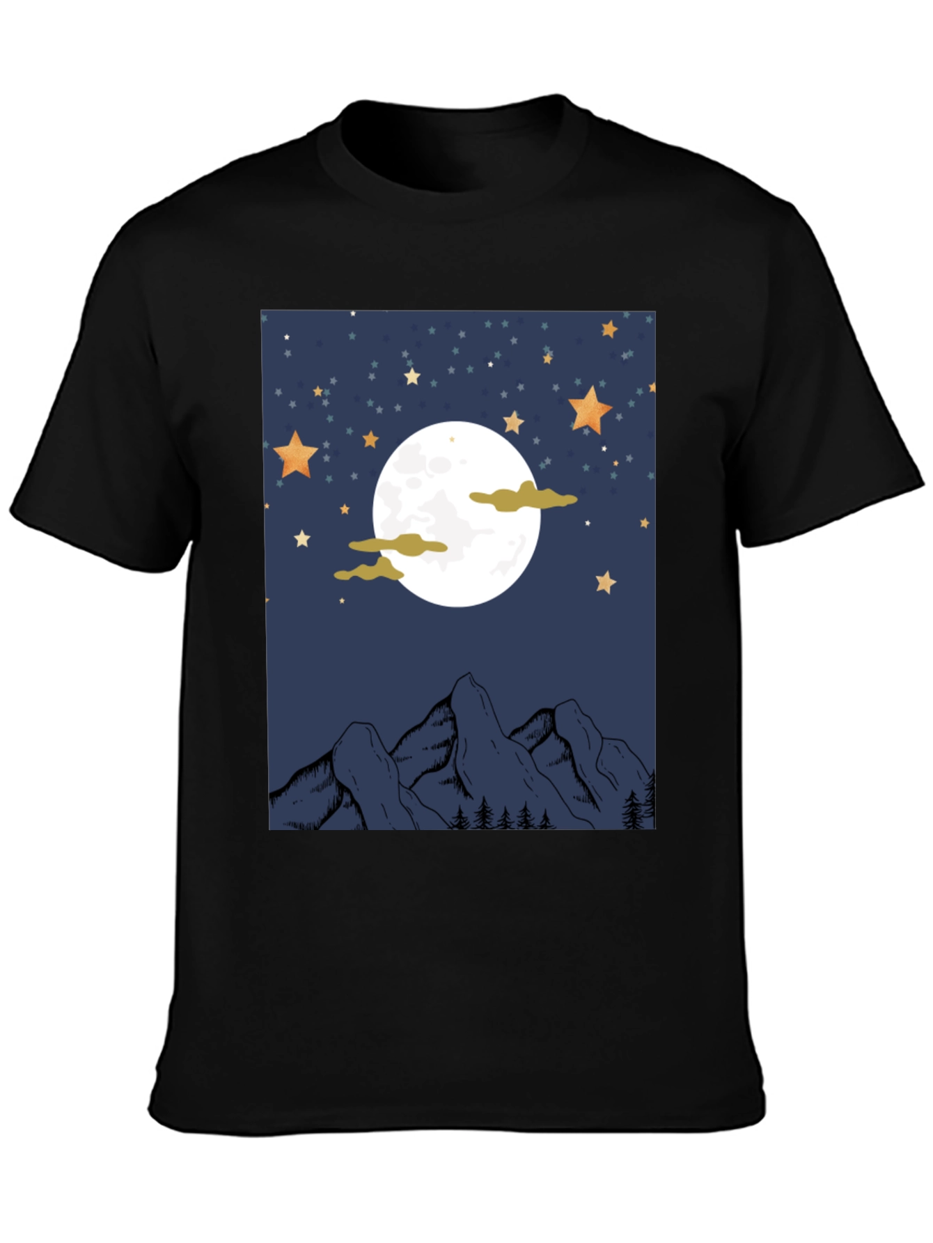 Moonlit Mountain Graphic Tee - Unisex Black T-Shirt