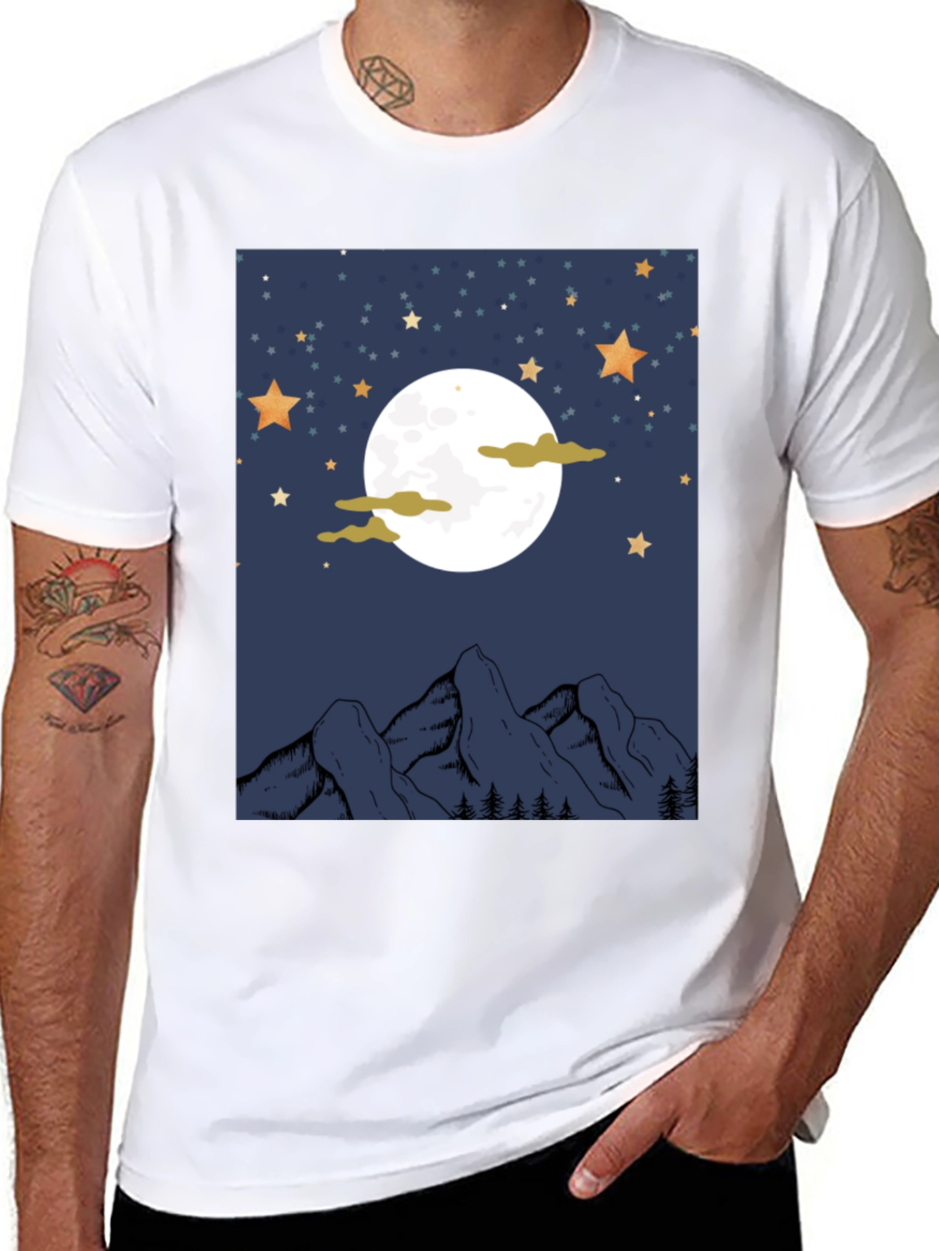 Moonlit Mountain Graphic Tee - Unisex Black T-Shirt