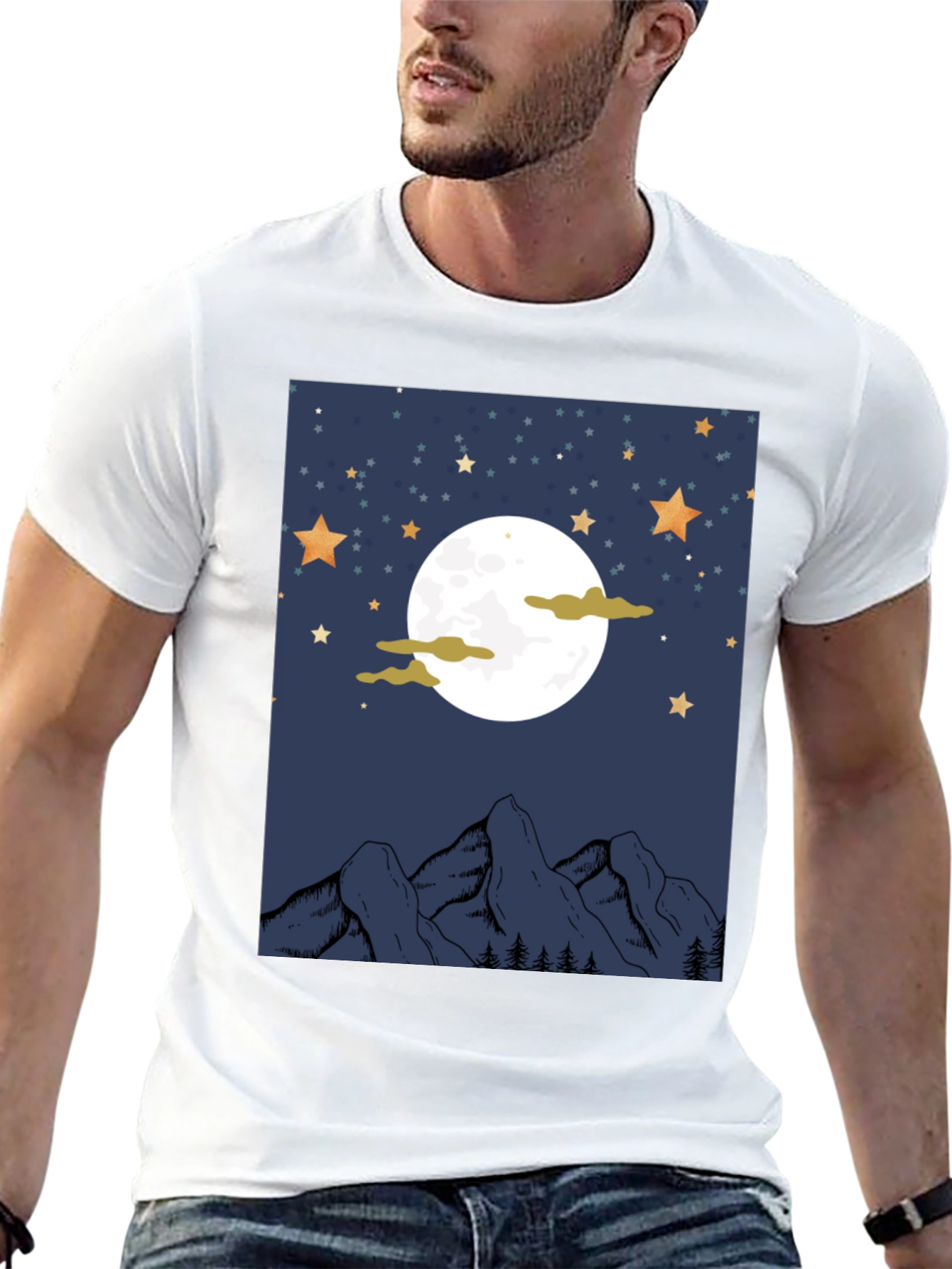 Moonlit Mountain Graphic Tee - Unisex Black T-Shirt