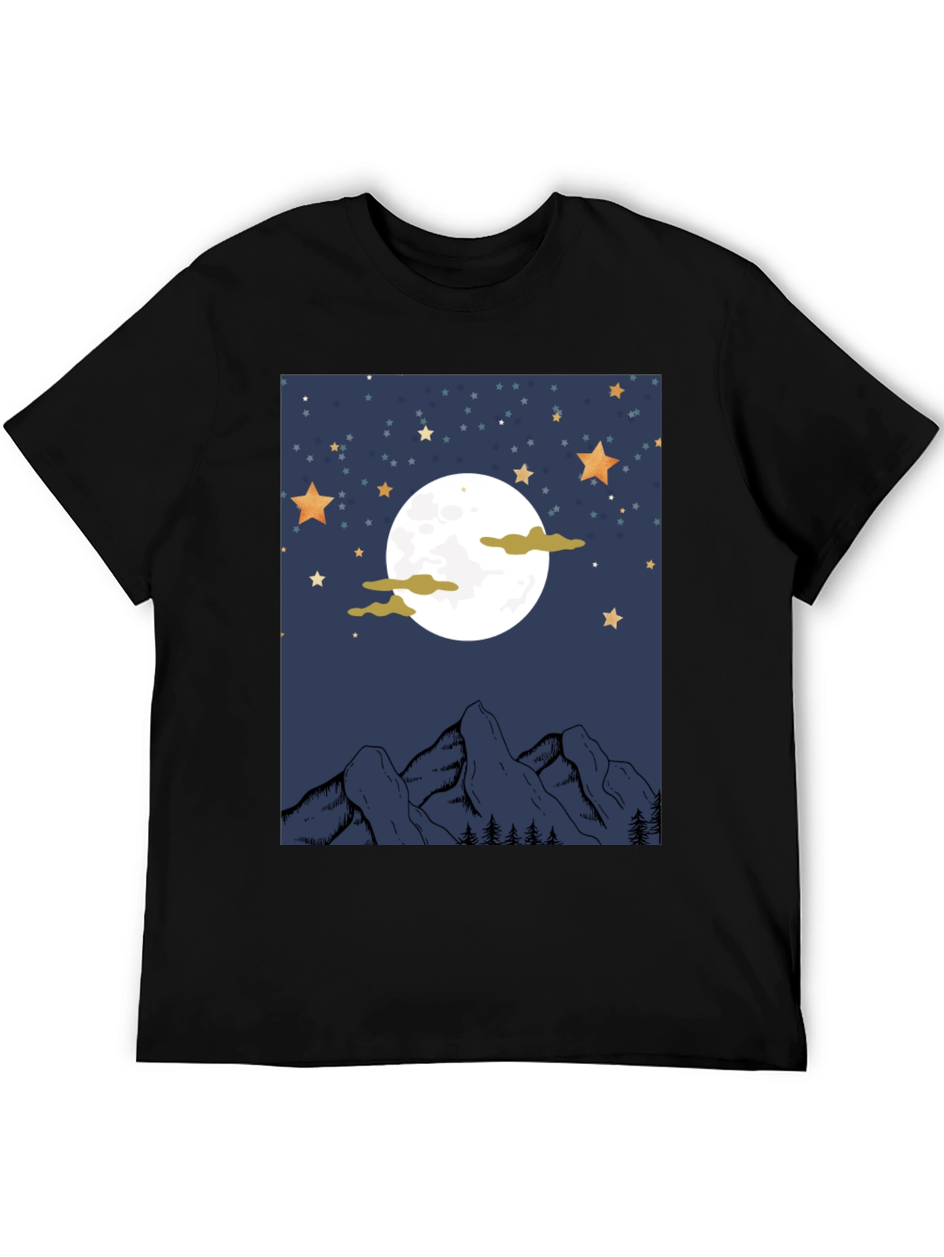 Moonlit Mountain Graphic Tee - Unisex Black T-Shirt