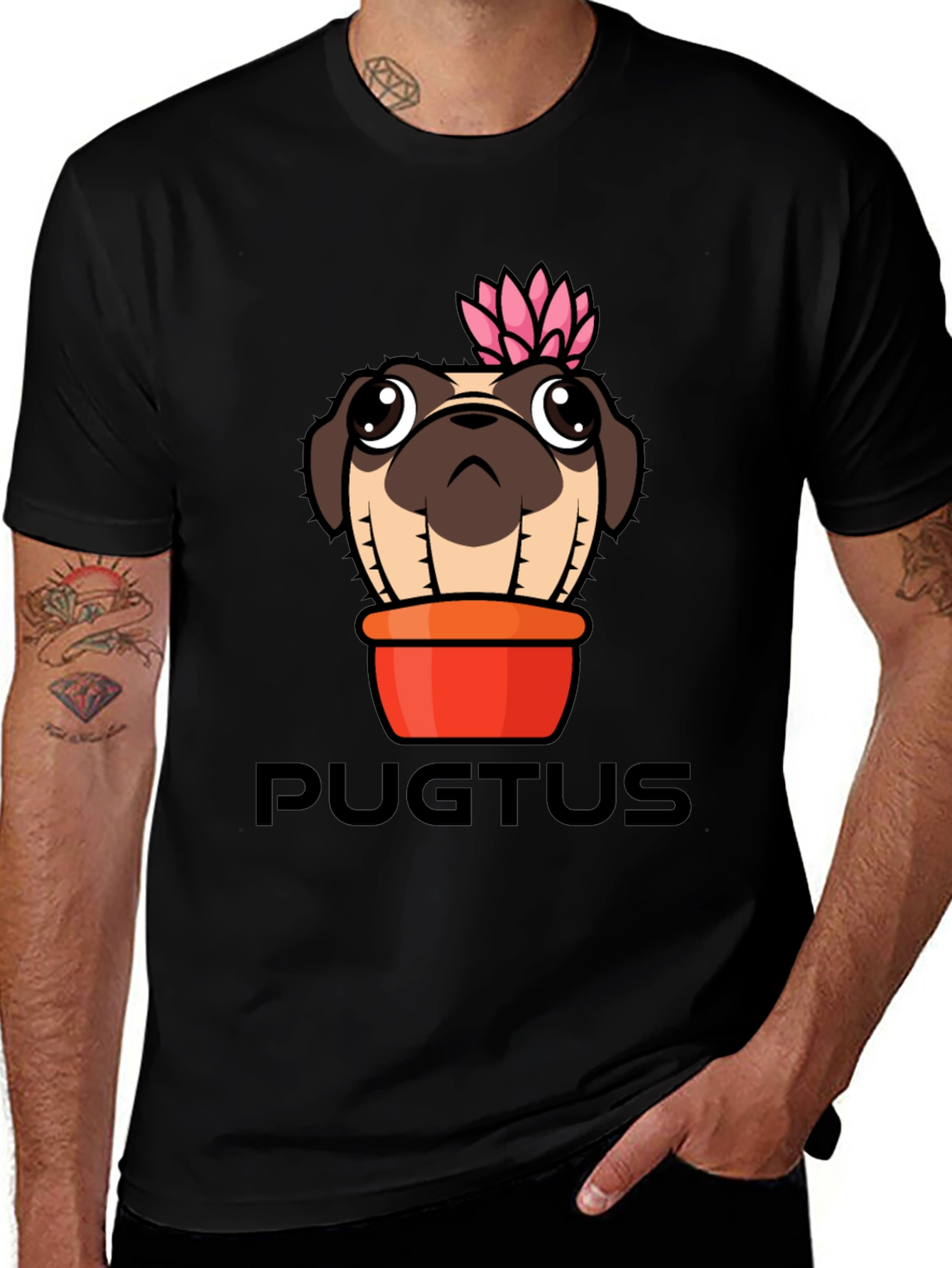 Pugtus T-Shirt - Pug Cactus Graphic Tee